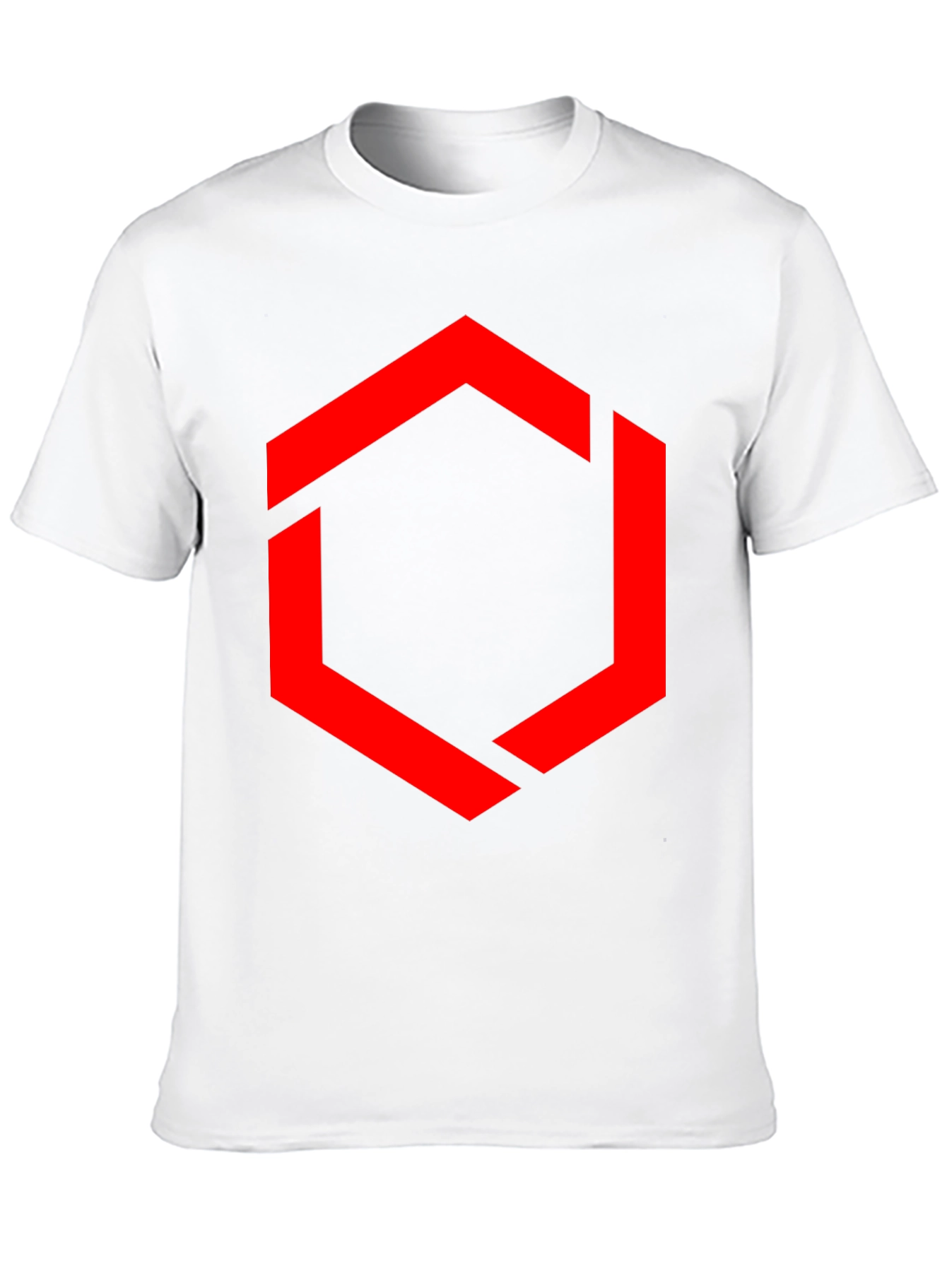 Camiseta Negra Hombre - Diseño Hexágono Rojo