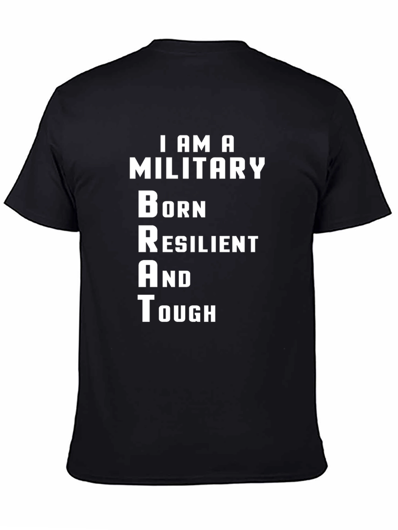 Camiseta Negra Militar BRAT: Nacido Resistente y Fuerte