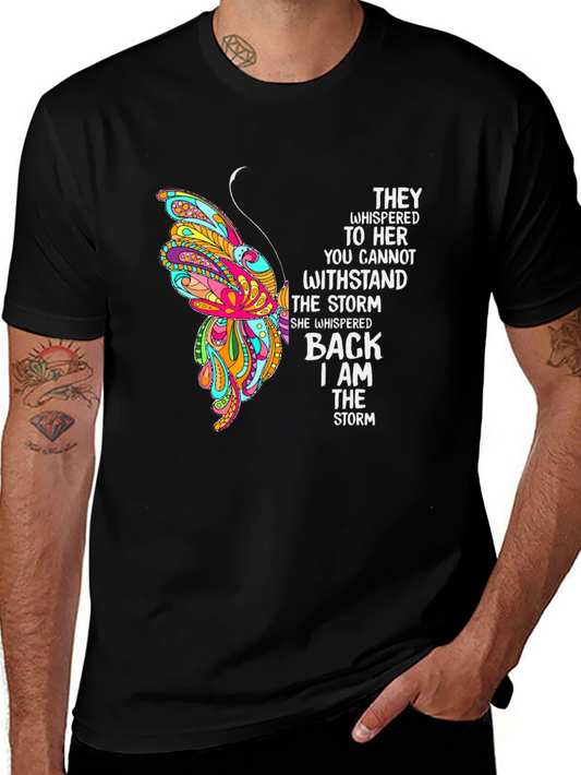 Camiseta Negra con Diseño de Mariposa y Mensaje Inspirador