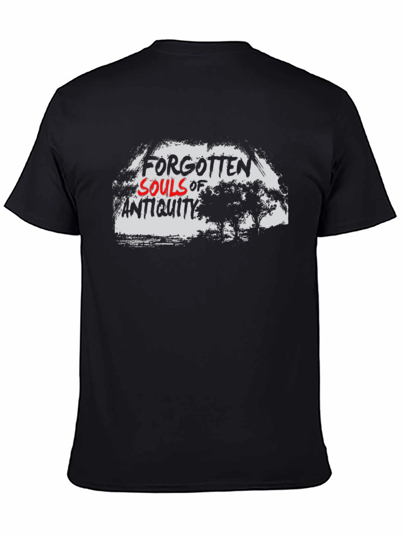 Camiseta Negra con Diseño Almas Olvidadas de la Antigüedad