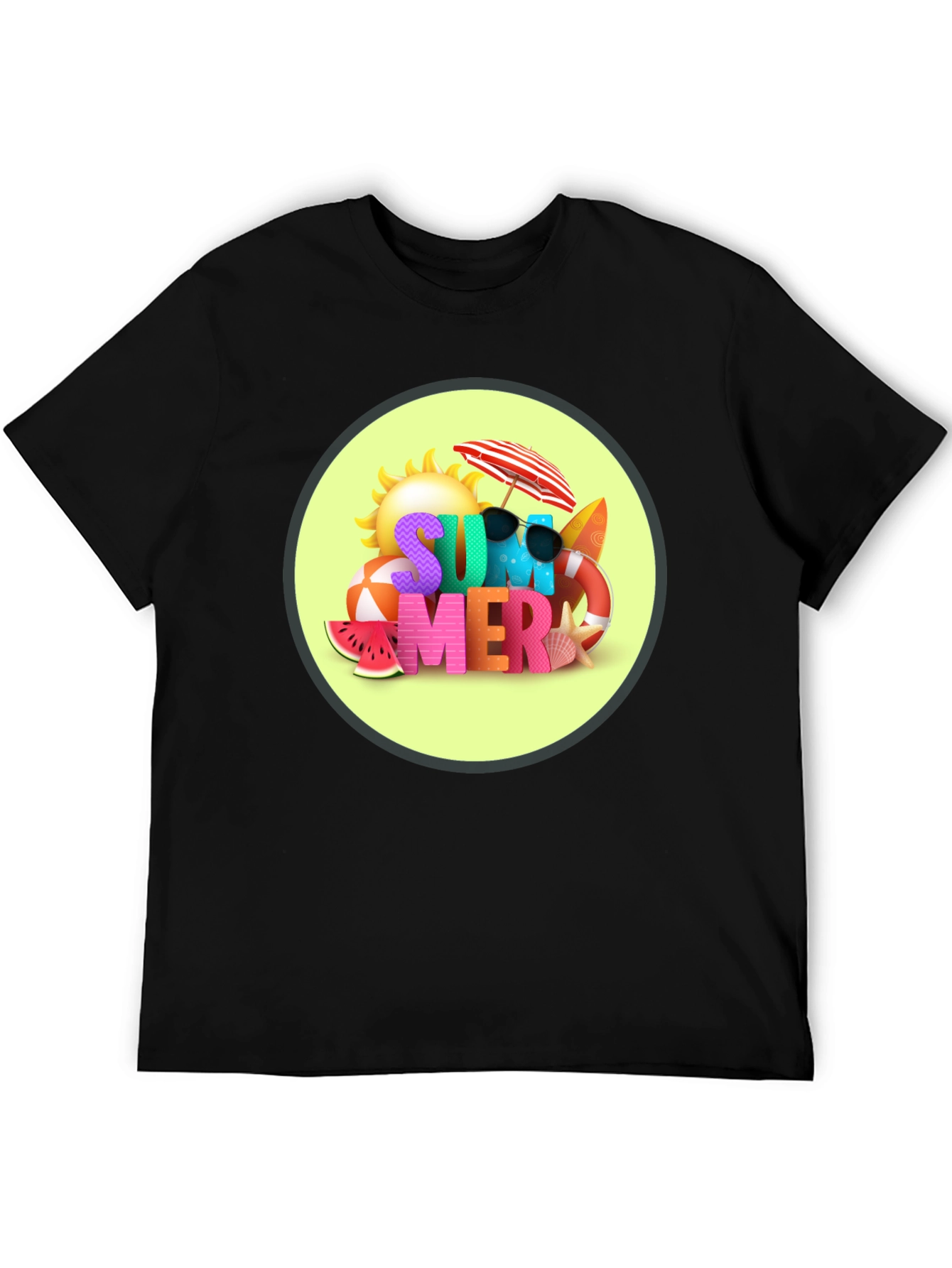 Camiseta Negra Estampado Verano
