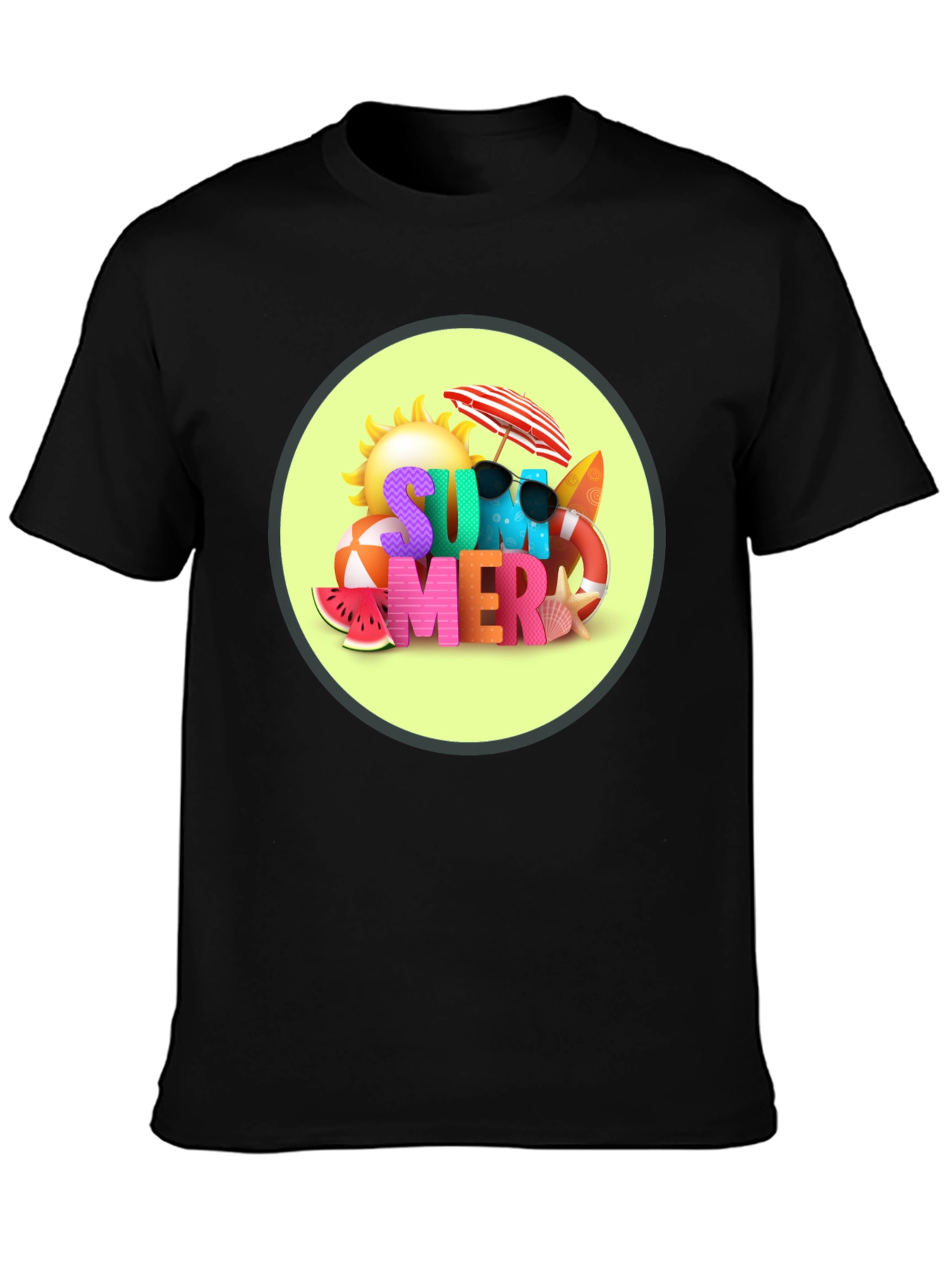 Camiseta Negra Estampado Verano