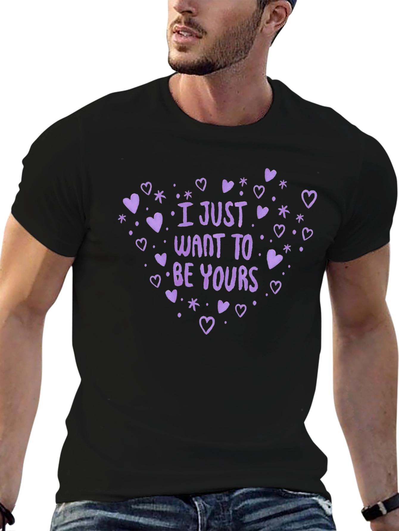 Camiseta Negra con Diseño Romántico Be Yours