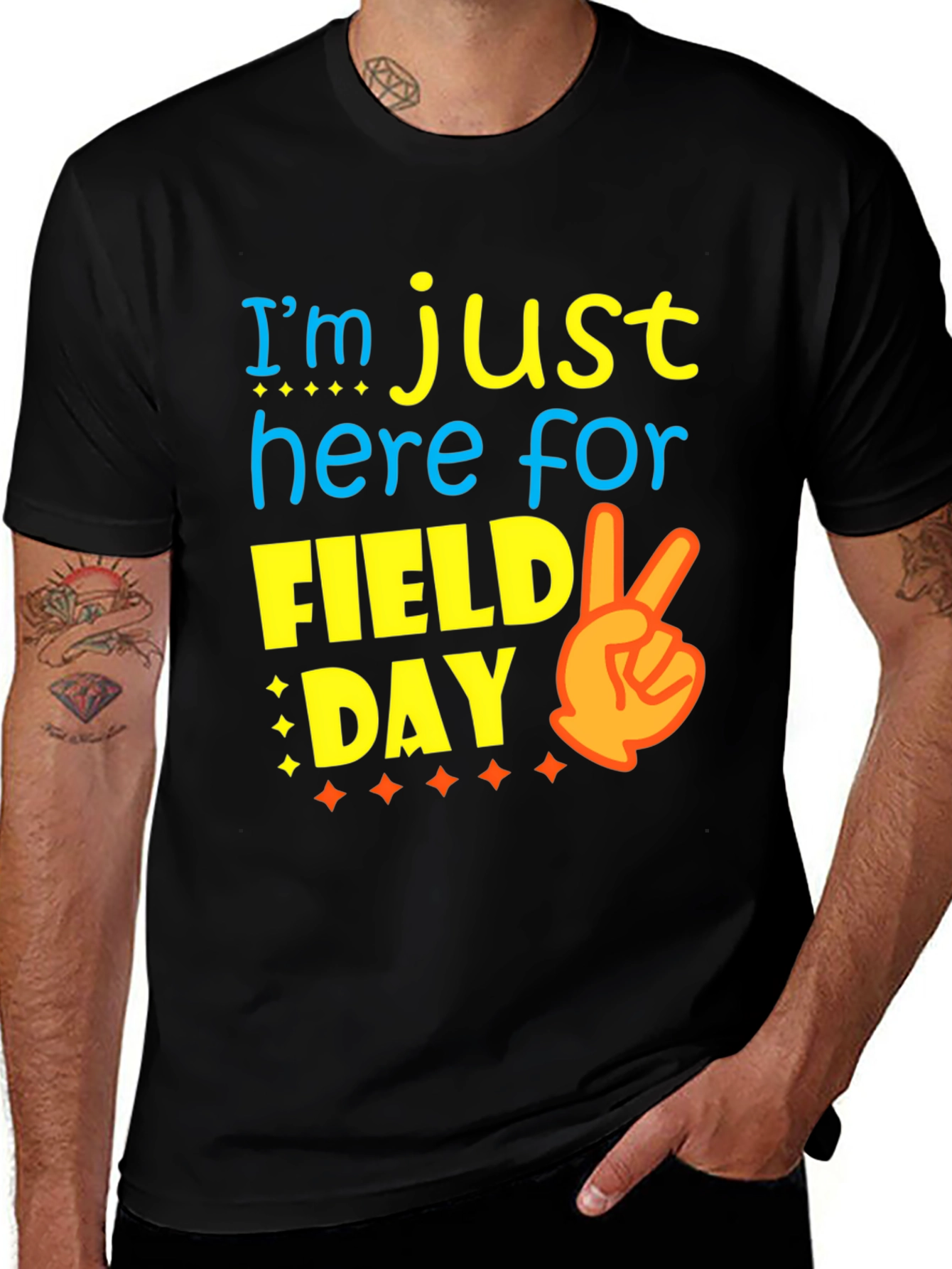 Camiseta Negra Divertida Día de Campo