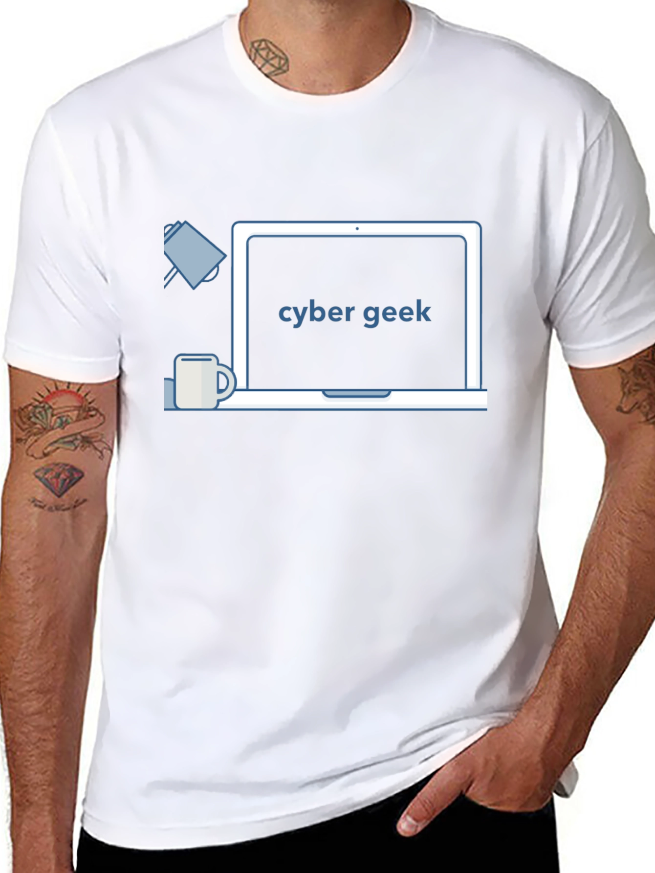 Camiseta Negra Cyber Geek - Diseño Moderno