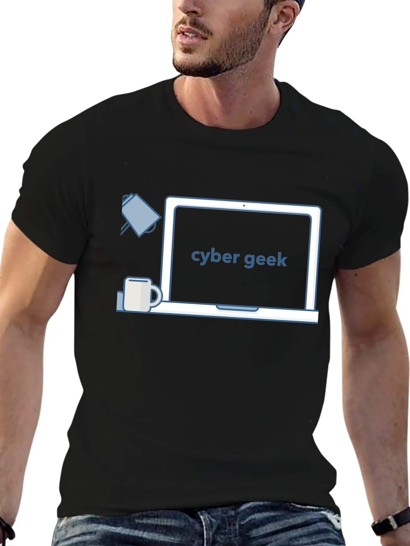 Camiseta Negra Cyber Geek - Diseño Moderno
