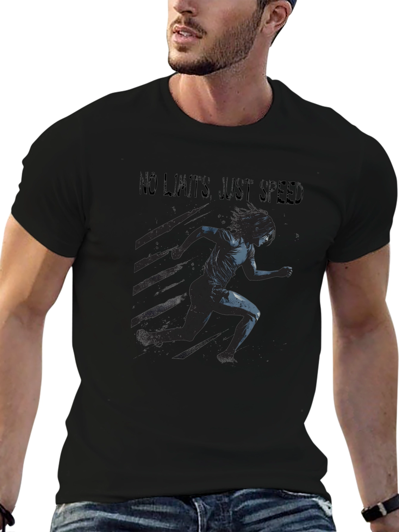 Camiseta Negra Deportiva: Sin Límites Solo Velocidad