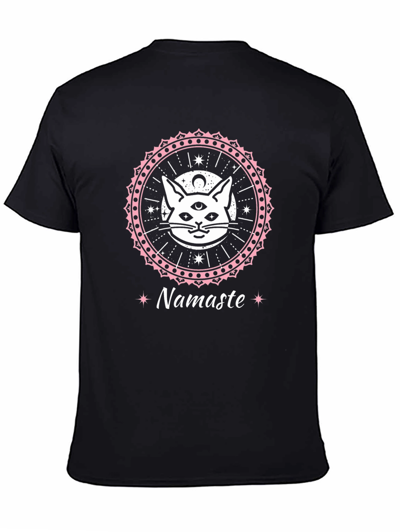 Camiseta Negra con Diseño de Gato Namaste