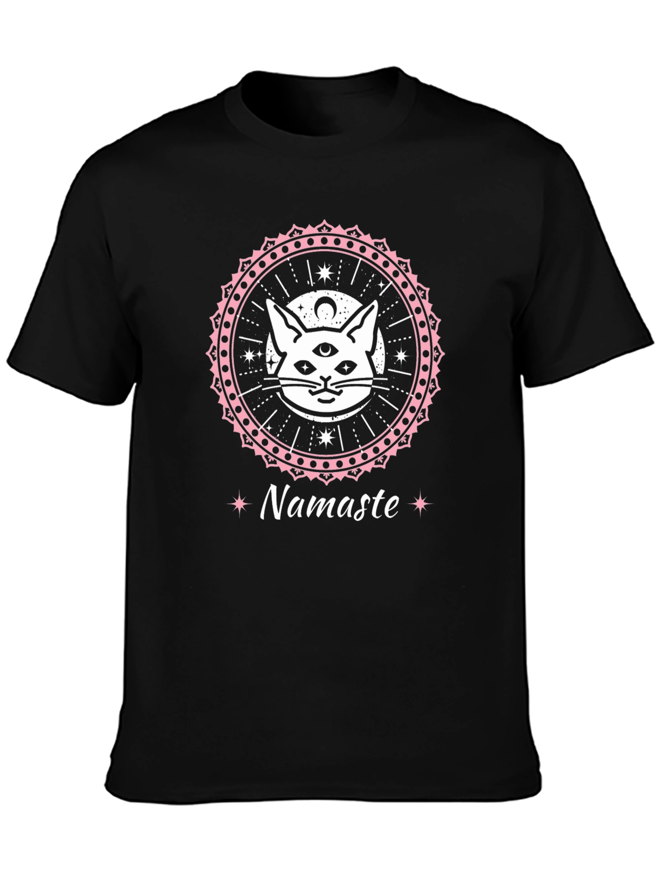 Camiseta Negra con Diseño de Gato Namaste