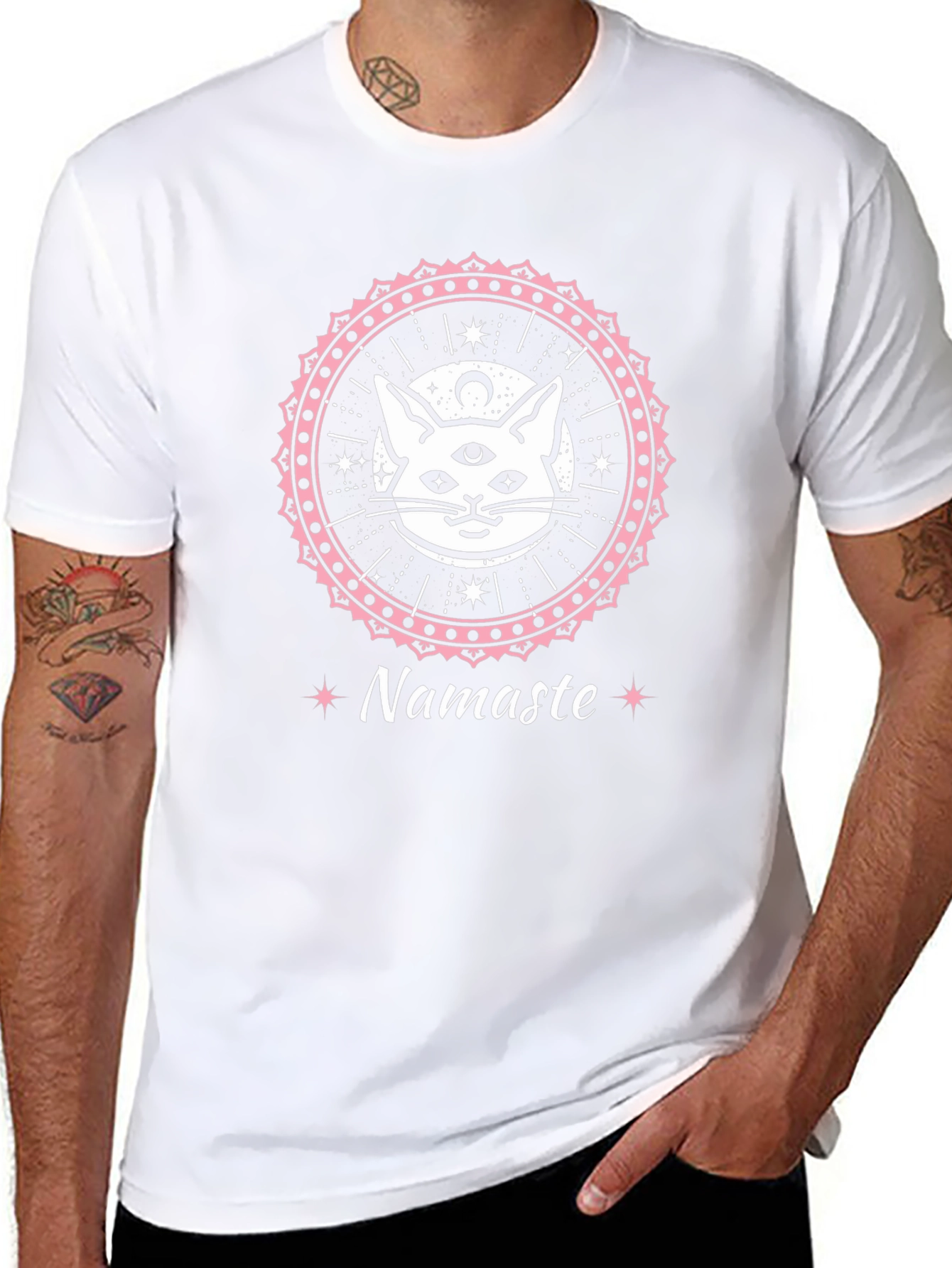 Camiseta Negra con Diseño de Gato Namaste
