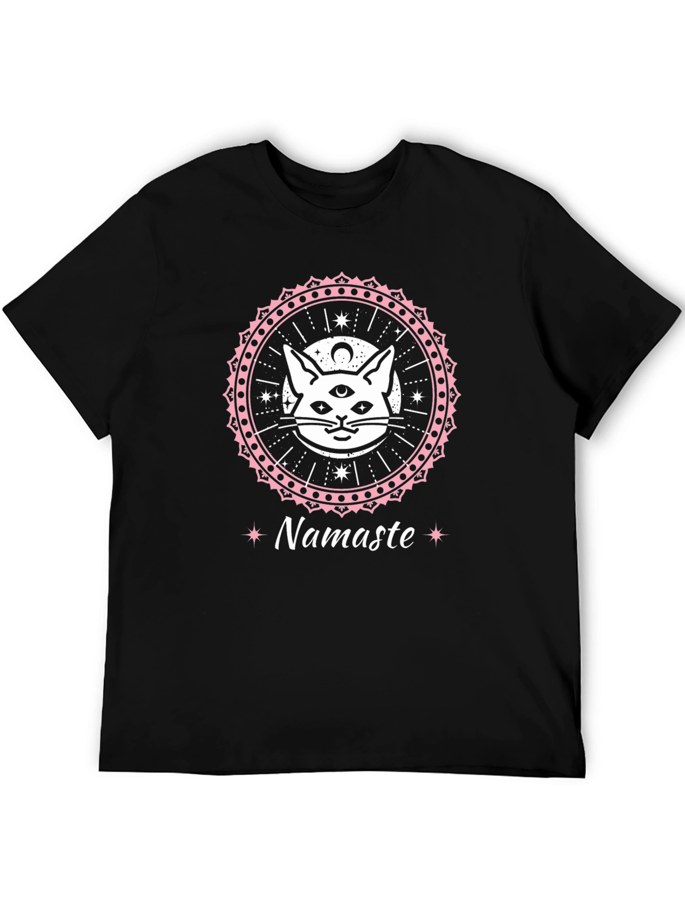 Camiseta Negra con Diseño de Gato Namaste