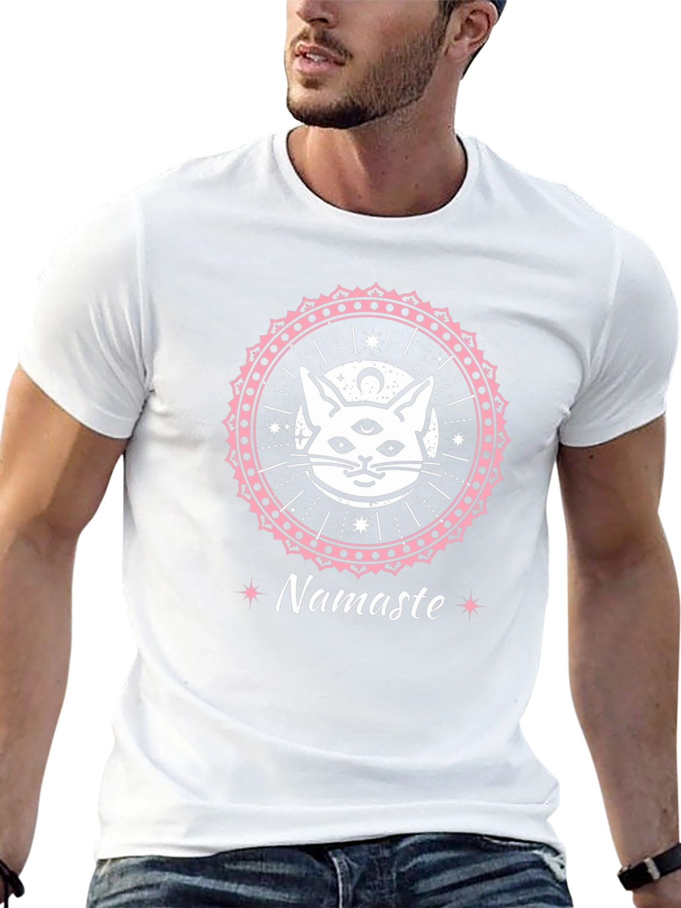 Camiseta Negra con Diseño de Gato Namaste
