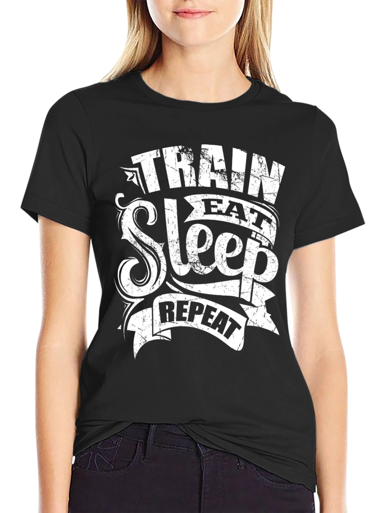 Camiseta Negra Hombre: Entrena Come Duerme Repite