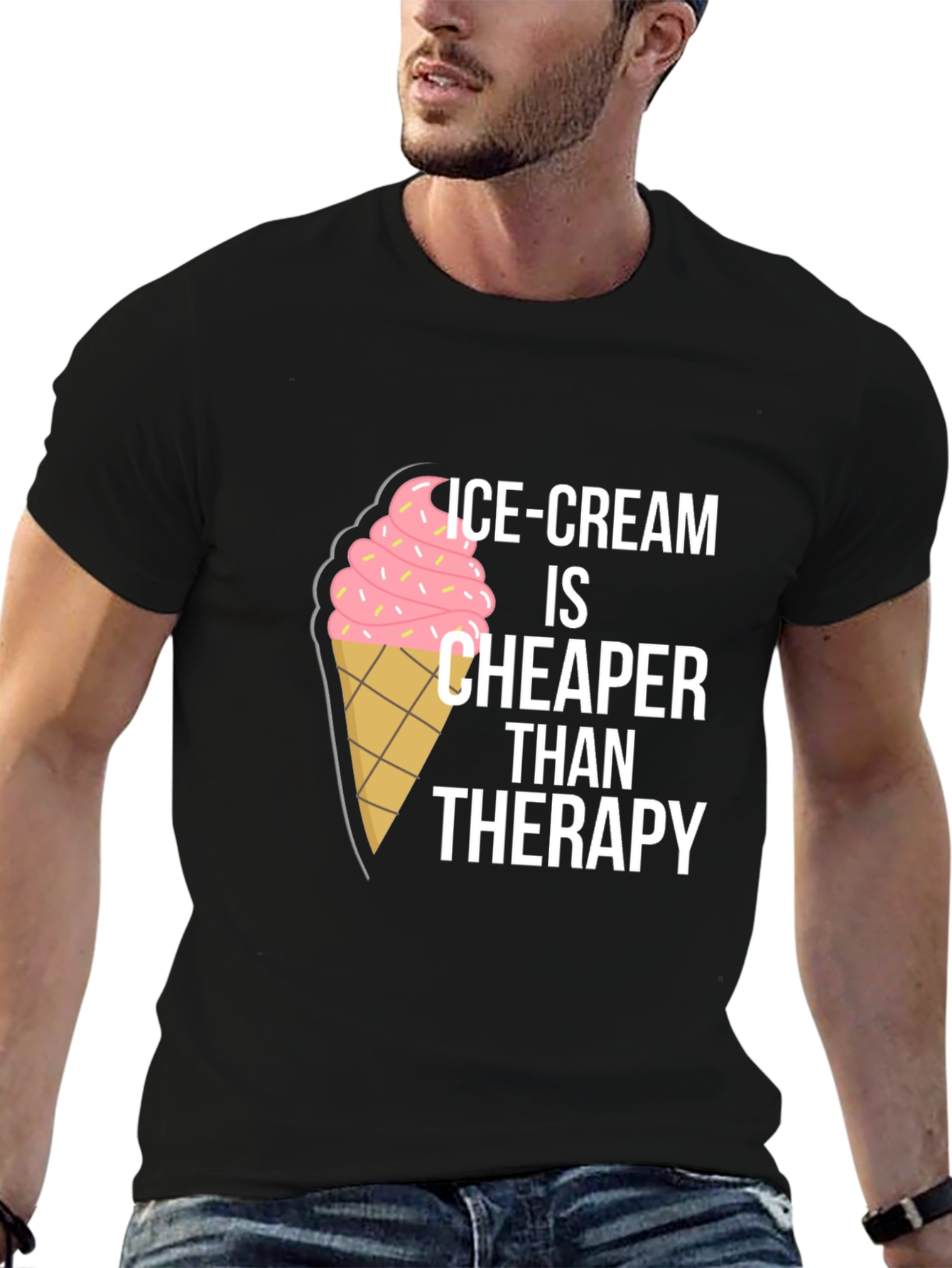 Camiseta Negra con Diseño Helado - Terapia Económica