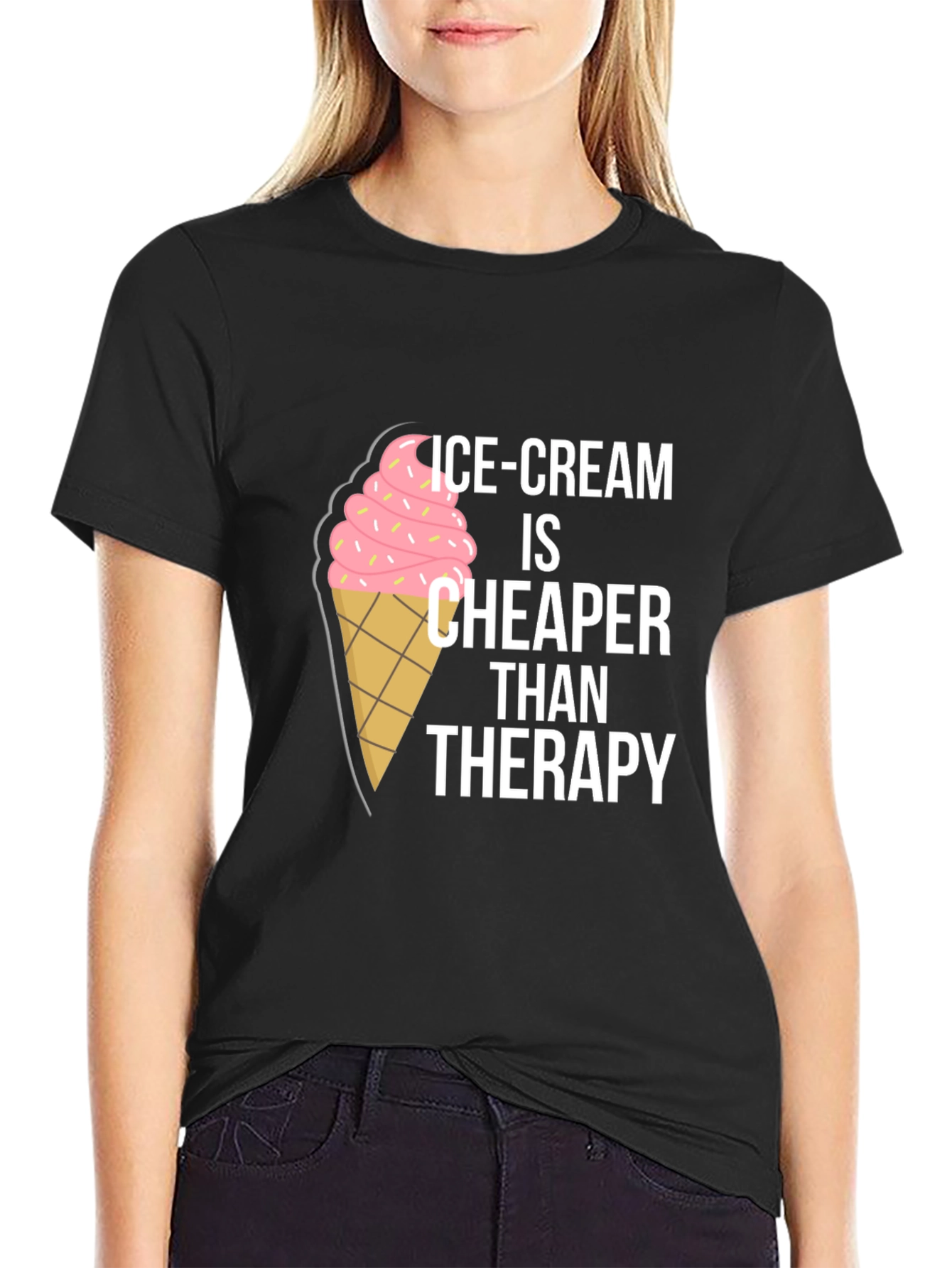 Camiseta Negra con Diseño Helado - Terapia Económica