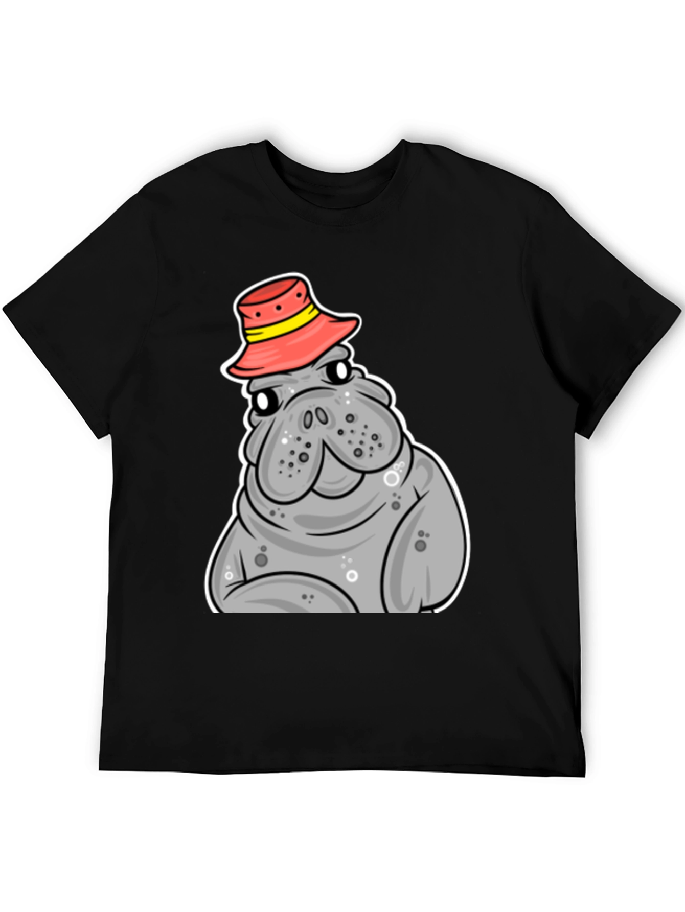 Camiseta Negra con Manatí con Sombrero