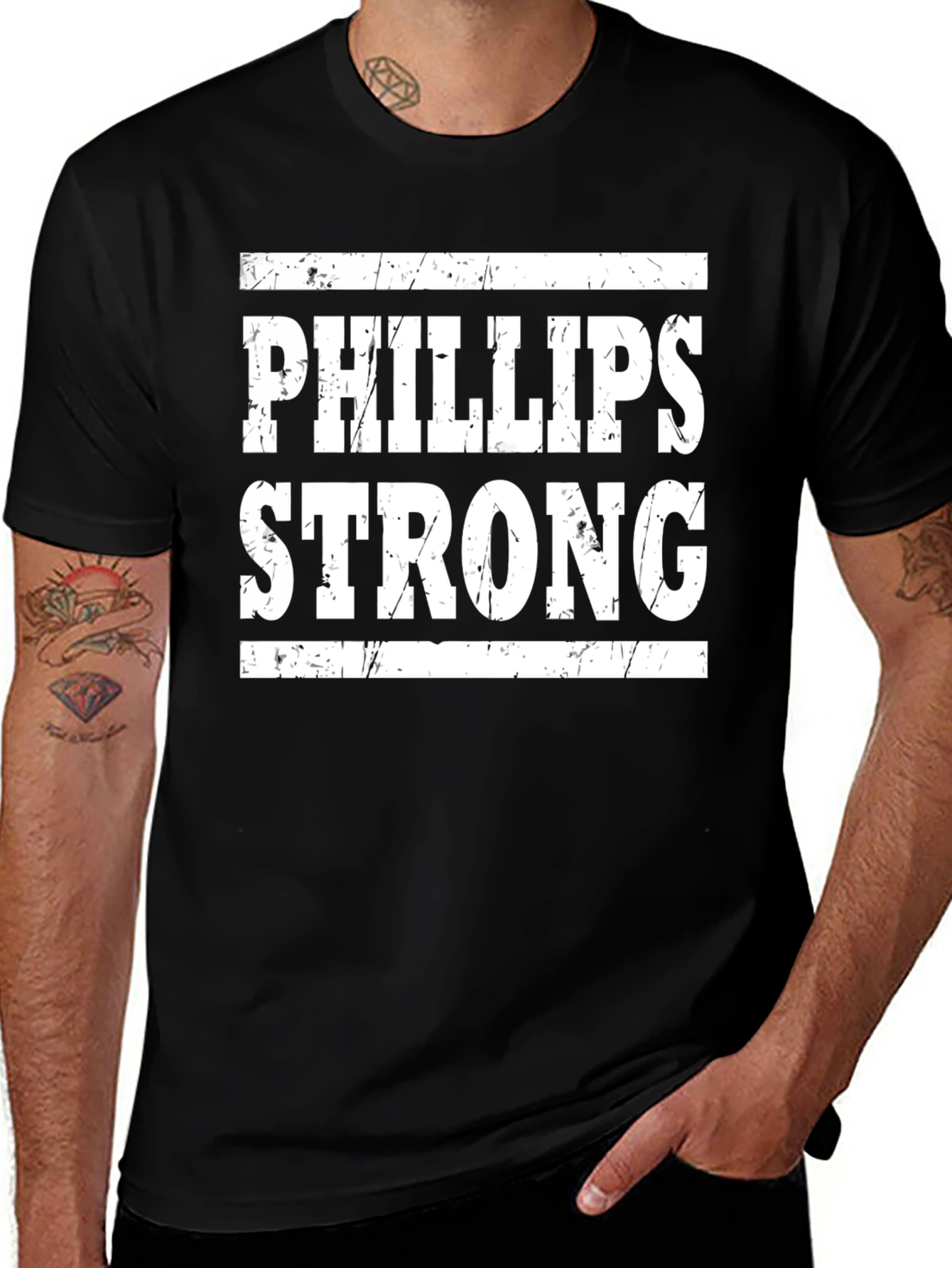 Camiseta Negra Phillips Strong con Diseño Texturizado