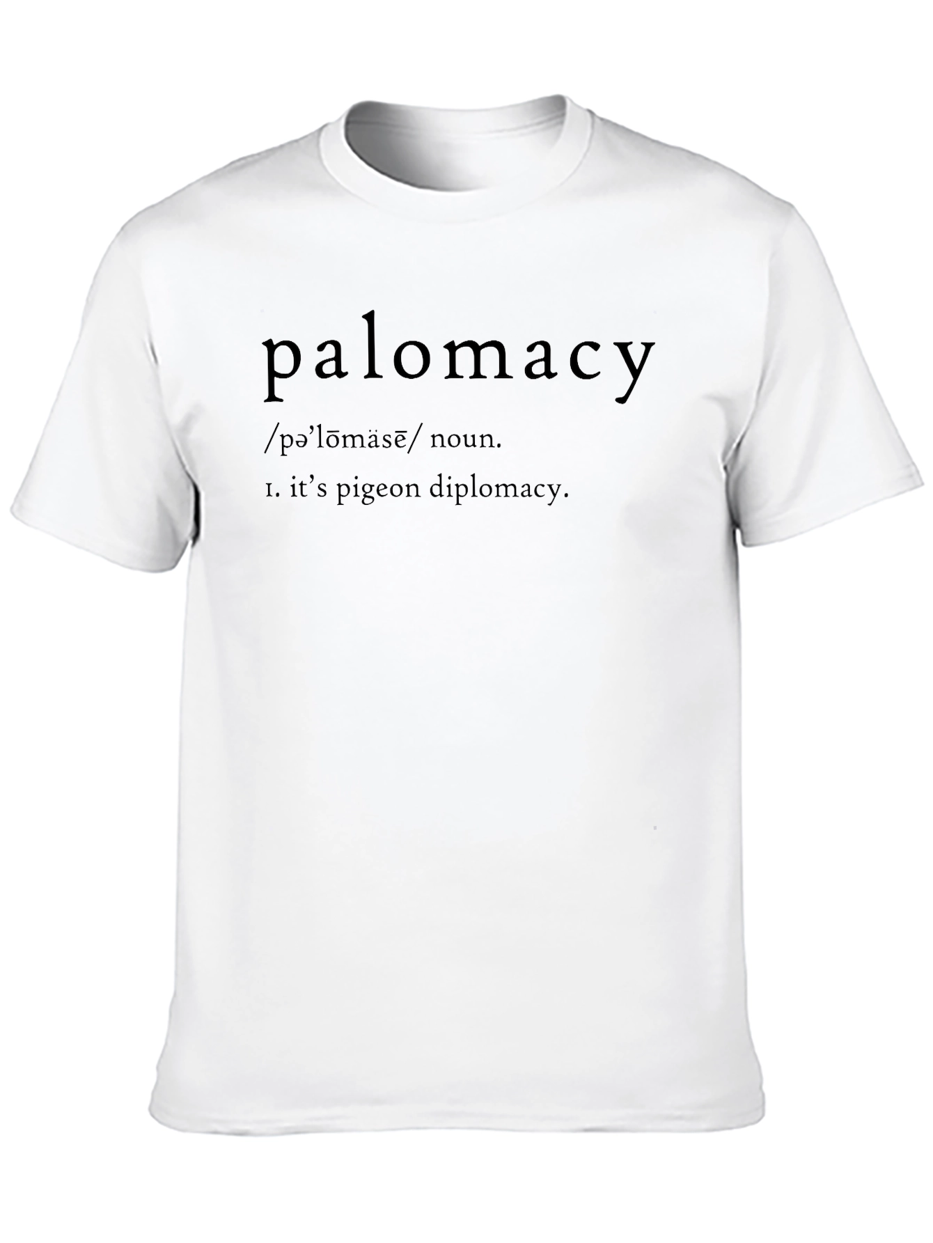 Camiseta Negra Palomacy - Diplomacia Paloma Humor
