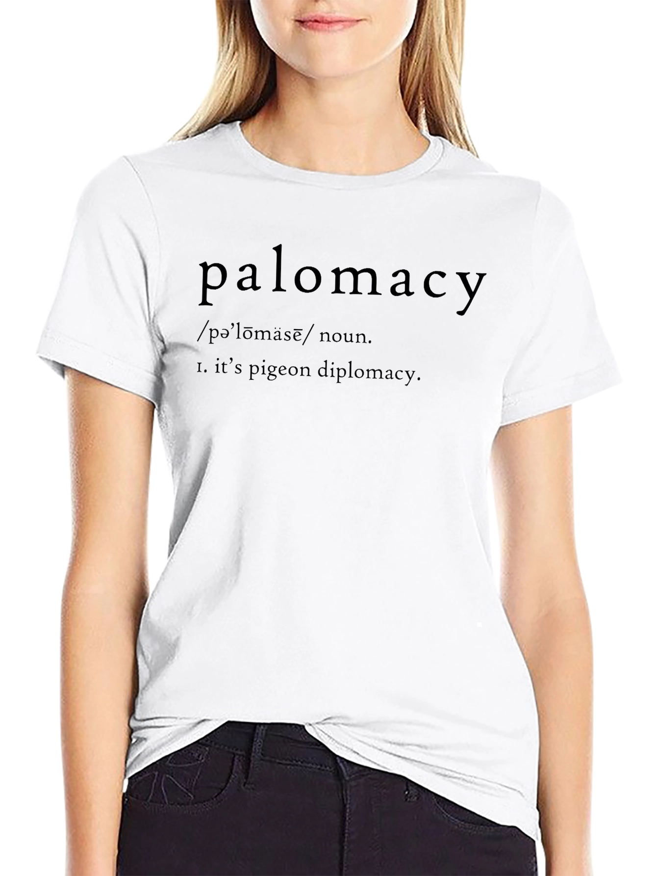 Camiseta Negra Palomacy - Diplomacia Paloma Humor