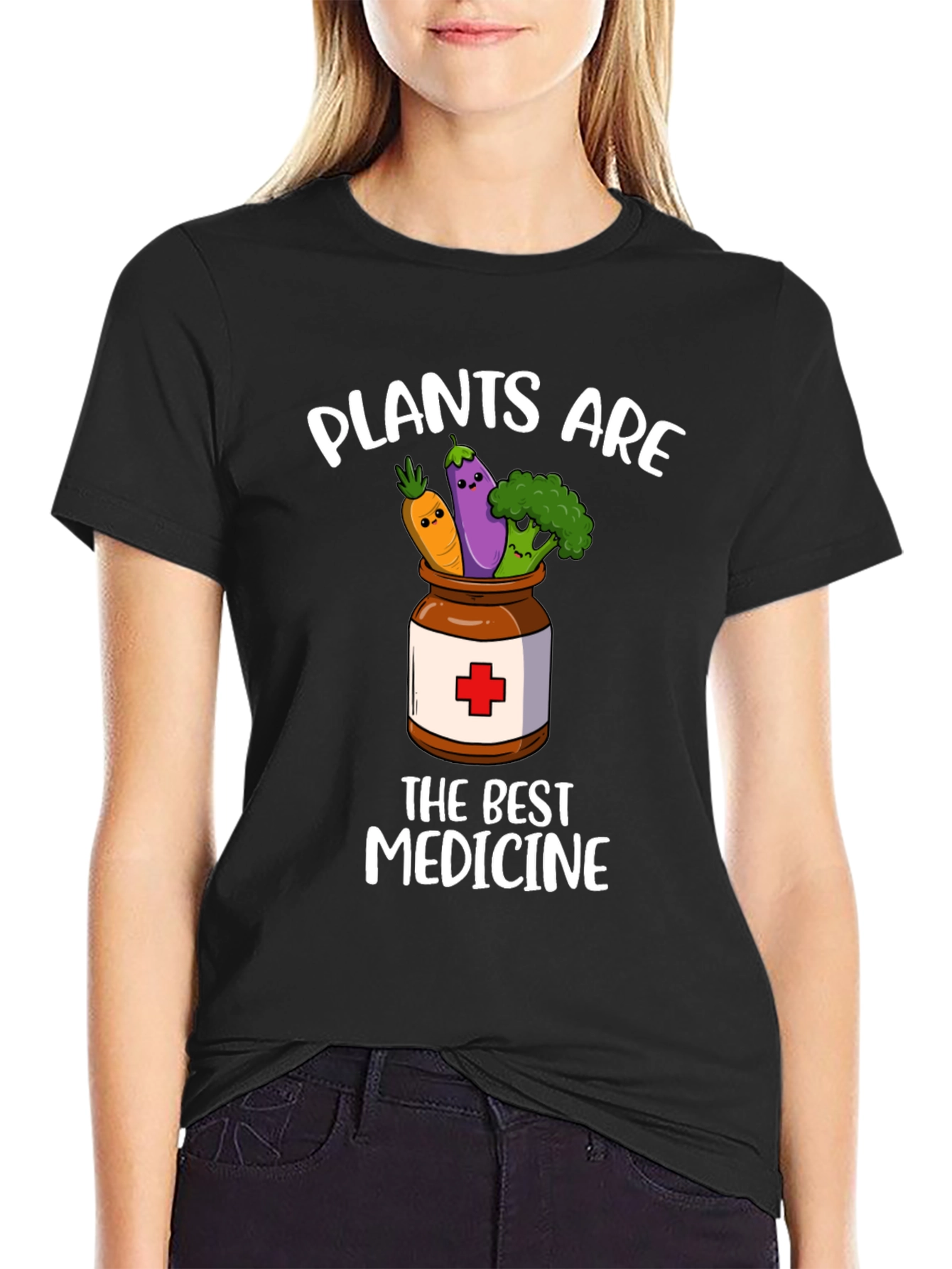 Camiseta Negra: Plantas Son la Mejor Medicina