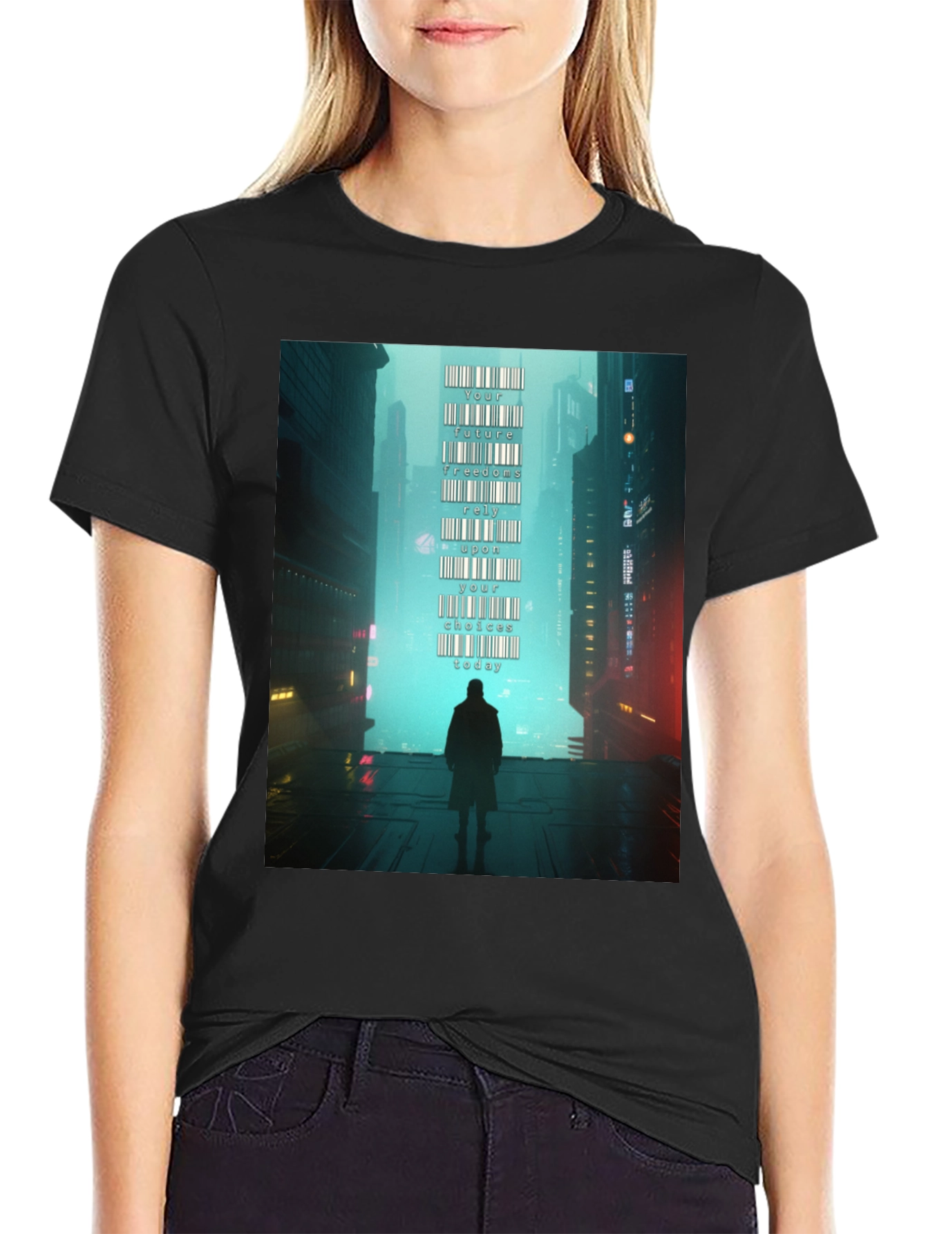 Camiseta Hombre: Futuro Cyberpunk