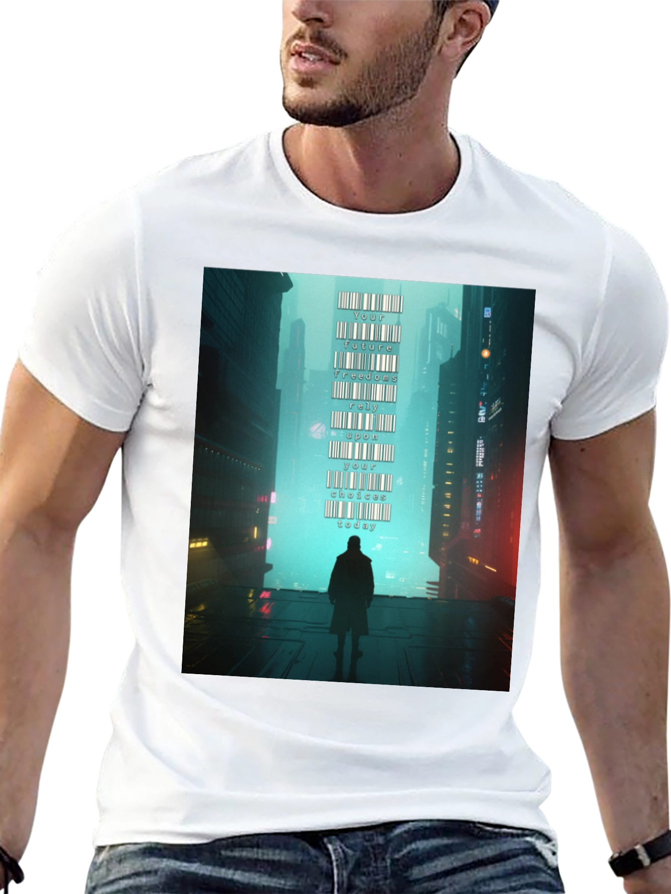 Camiseta Hombre: Futuro Cyberpunk