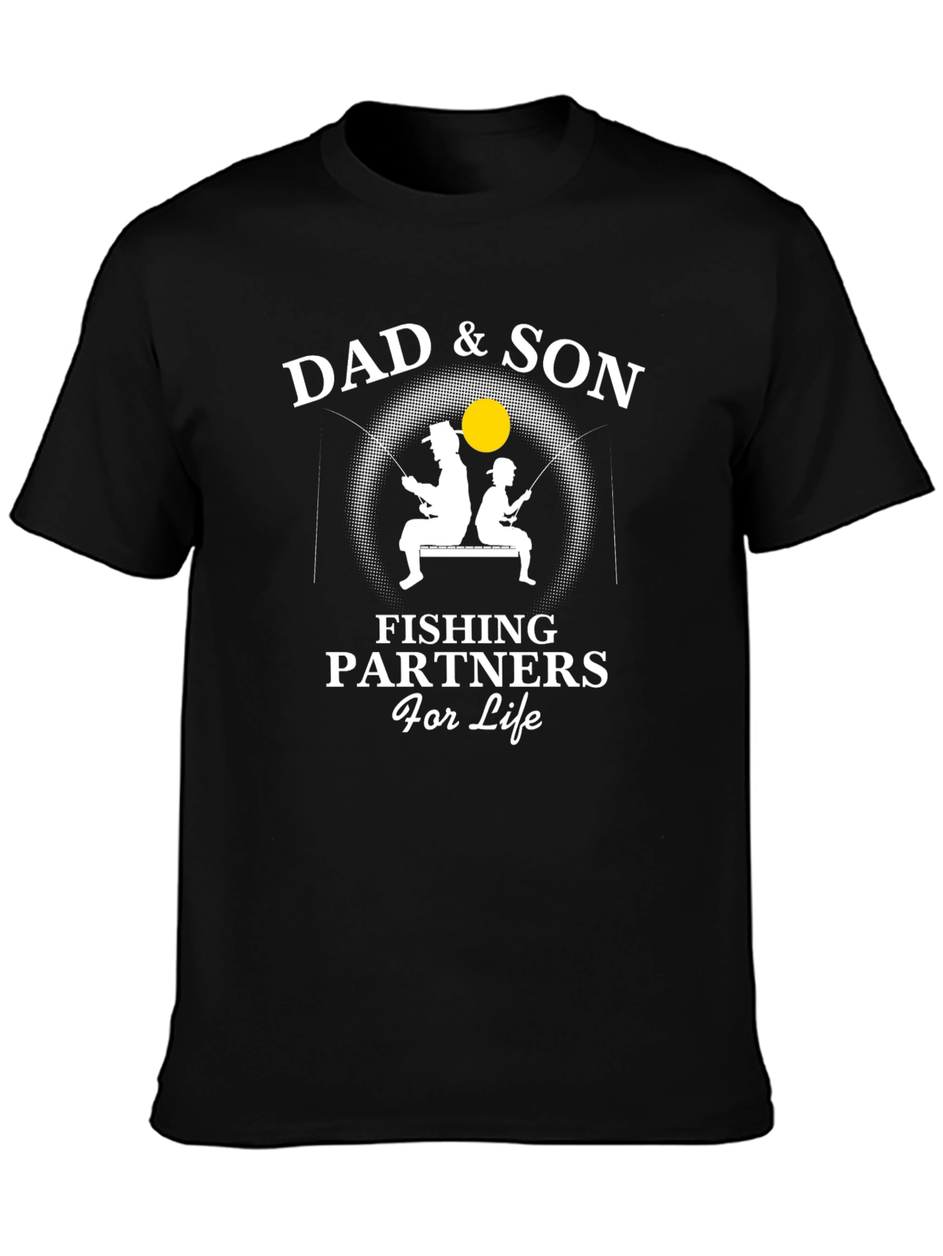 Camiseta Negra Padre e Hijo - Compañeros de Pesca