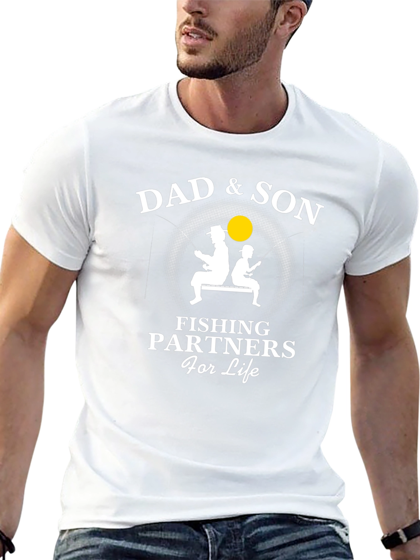 Camiseta Negra Padre e Hijo - Compañeros de Pesca