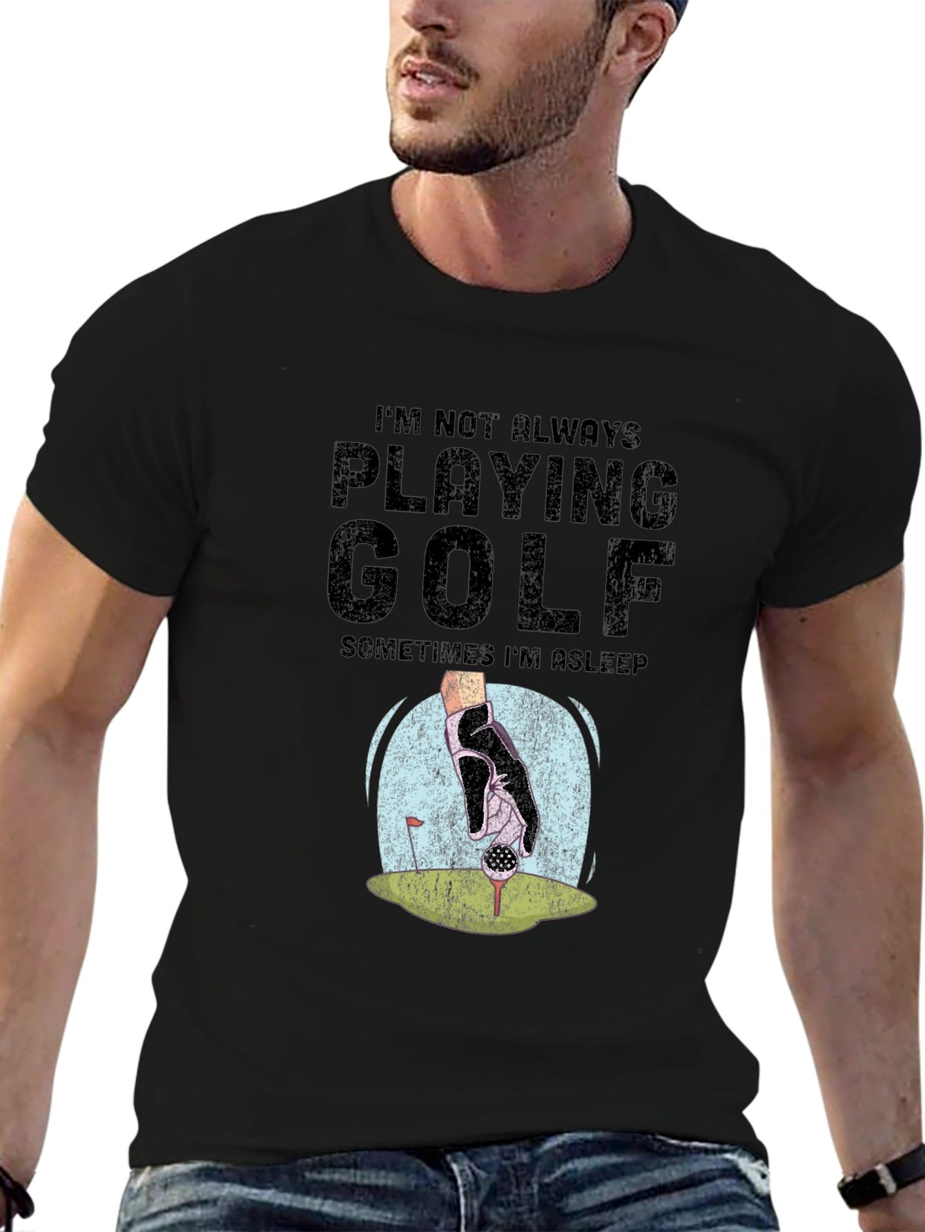 Camiseta Negra Golf: No Siempre Juego A Veces Duermo