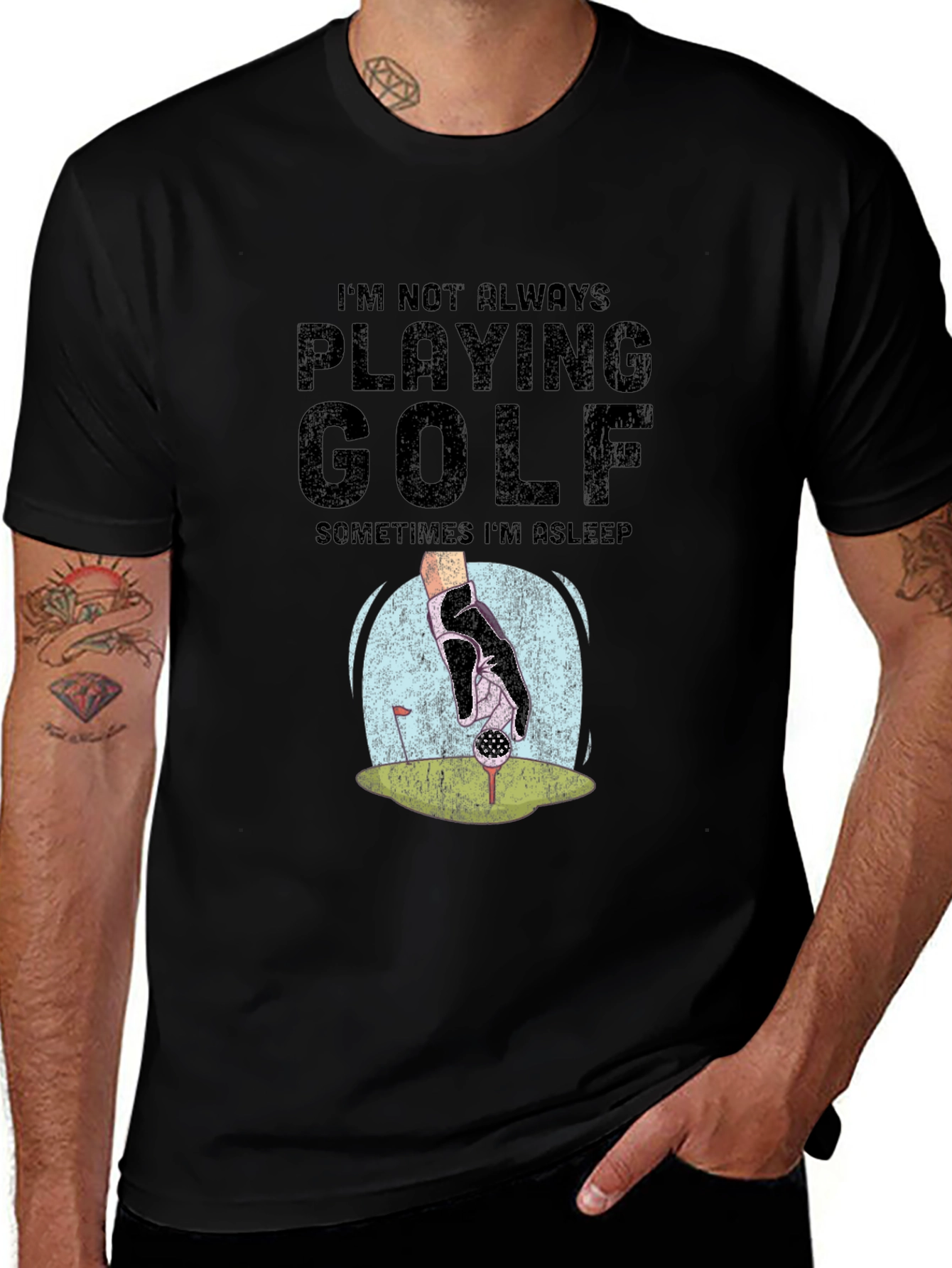 Camiseta Negra Golf: No Siempre Juego A Veces Duermo