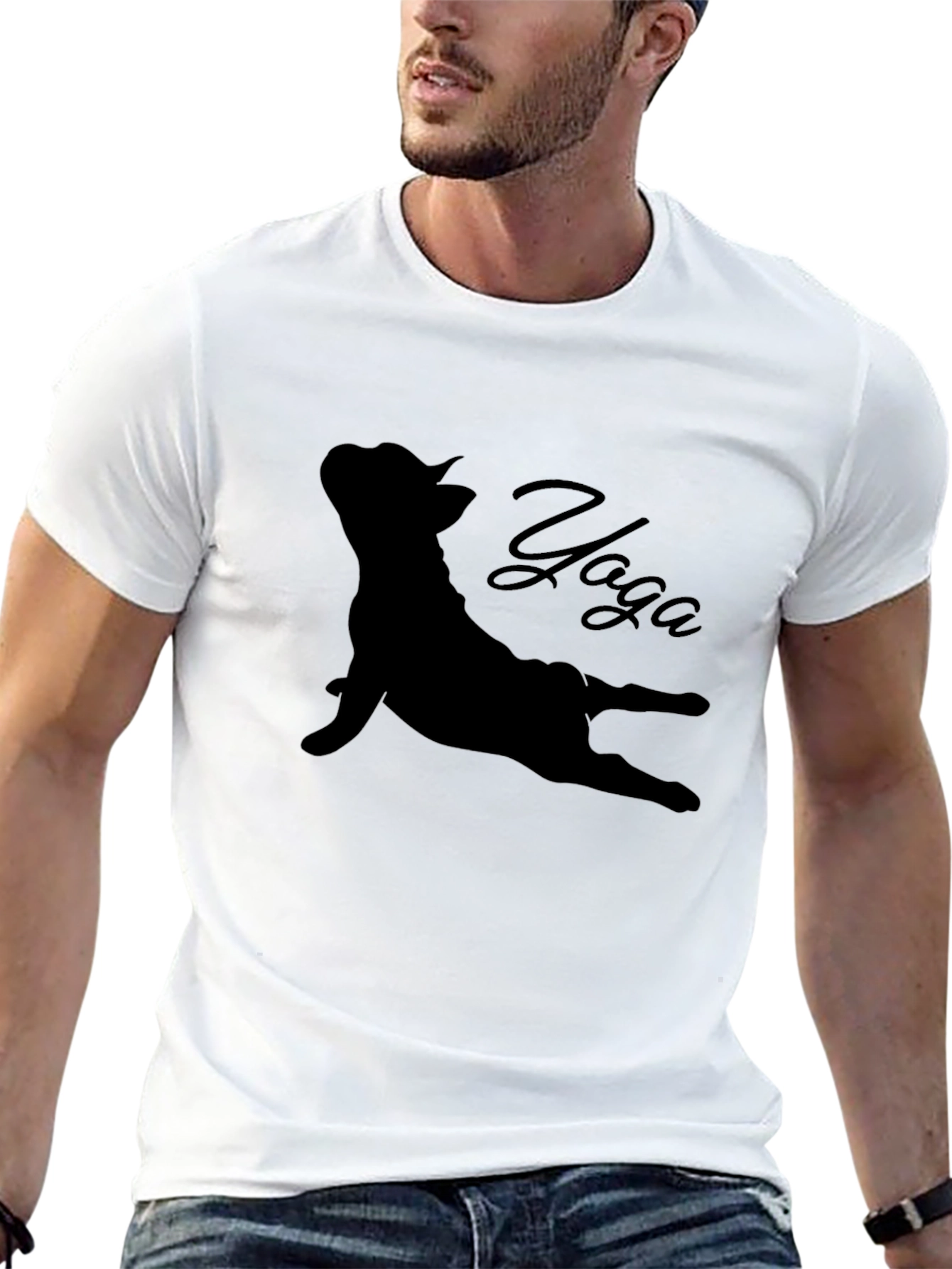 Camiseta Negra con Diseño de Yoga para Hombre