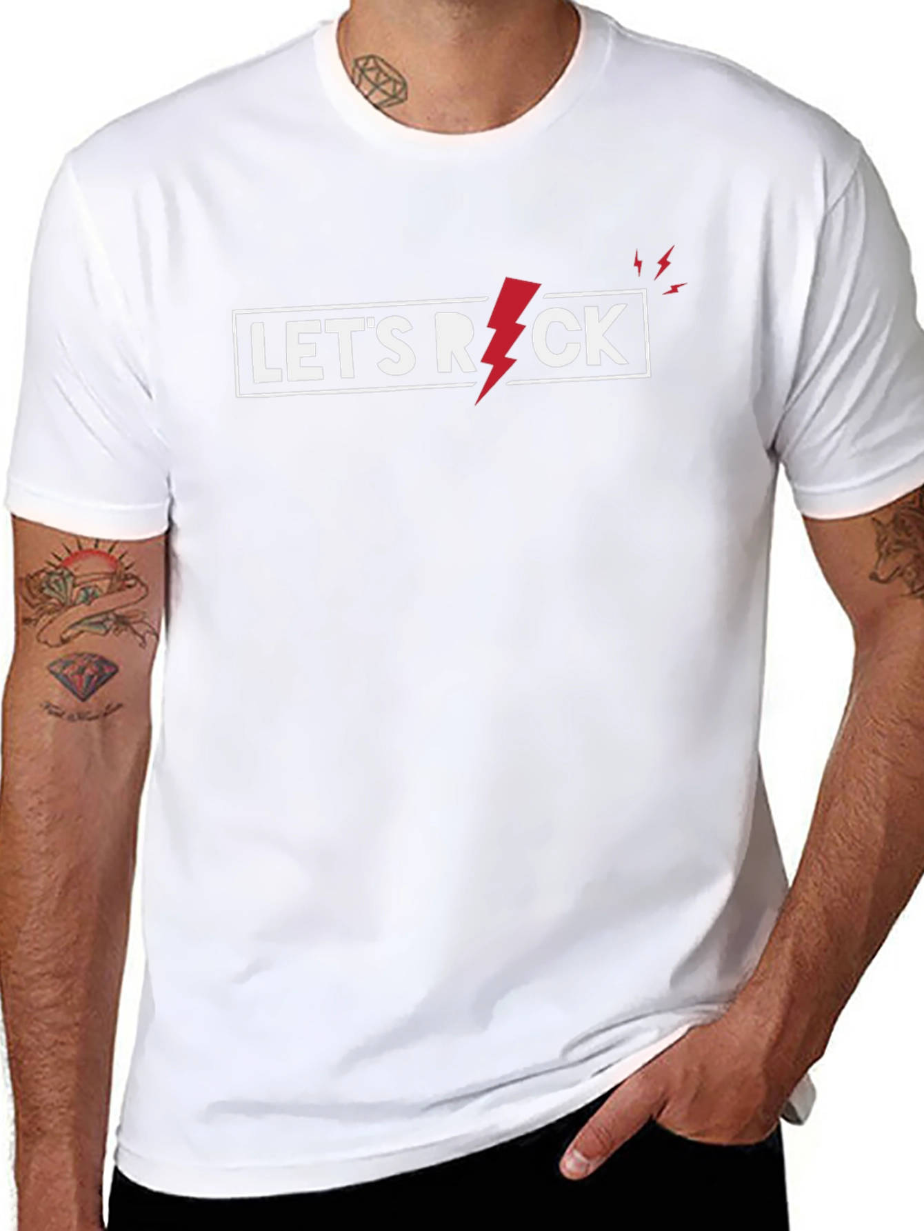 Camiseta Negra Lets Rock para Hombre