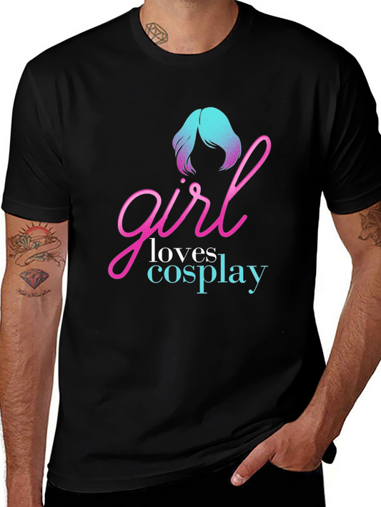 Camiseta Negra Girl Loves Cosplay para Hombre