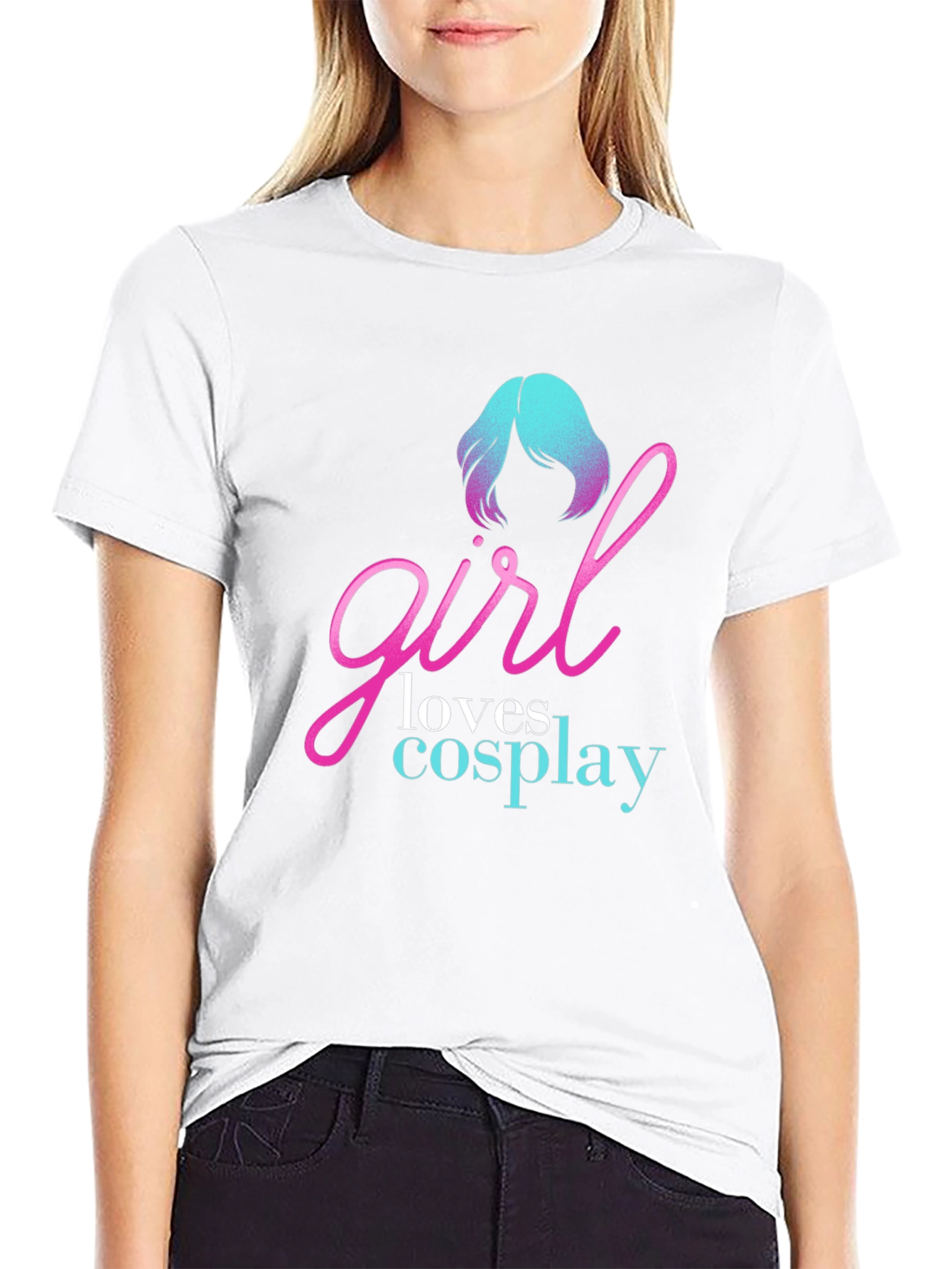 Camiseta Negra Girl Loves Cosplay para Hombre