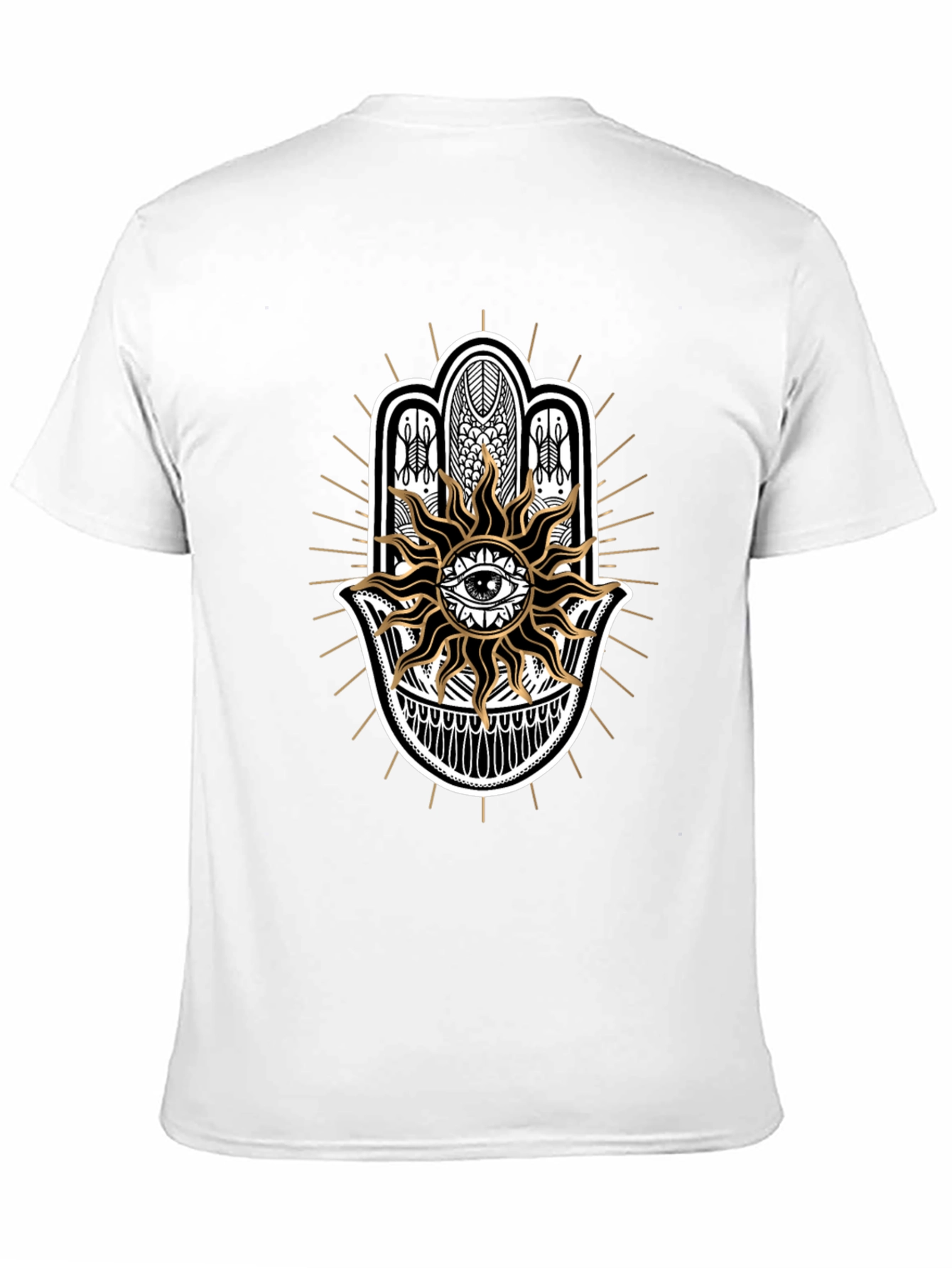 Camiseta Negra con Mano de Fátima y Sol