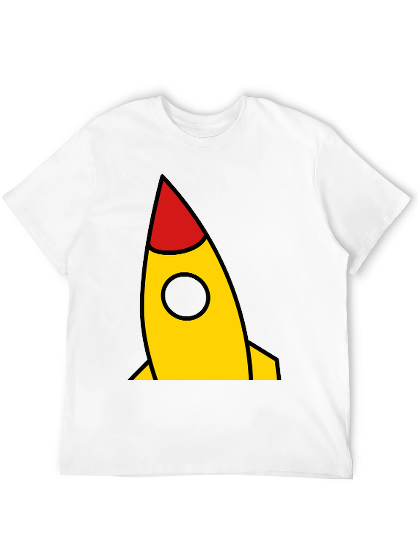 Camiseta Negra con Cohete Amarillo y Rojo