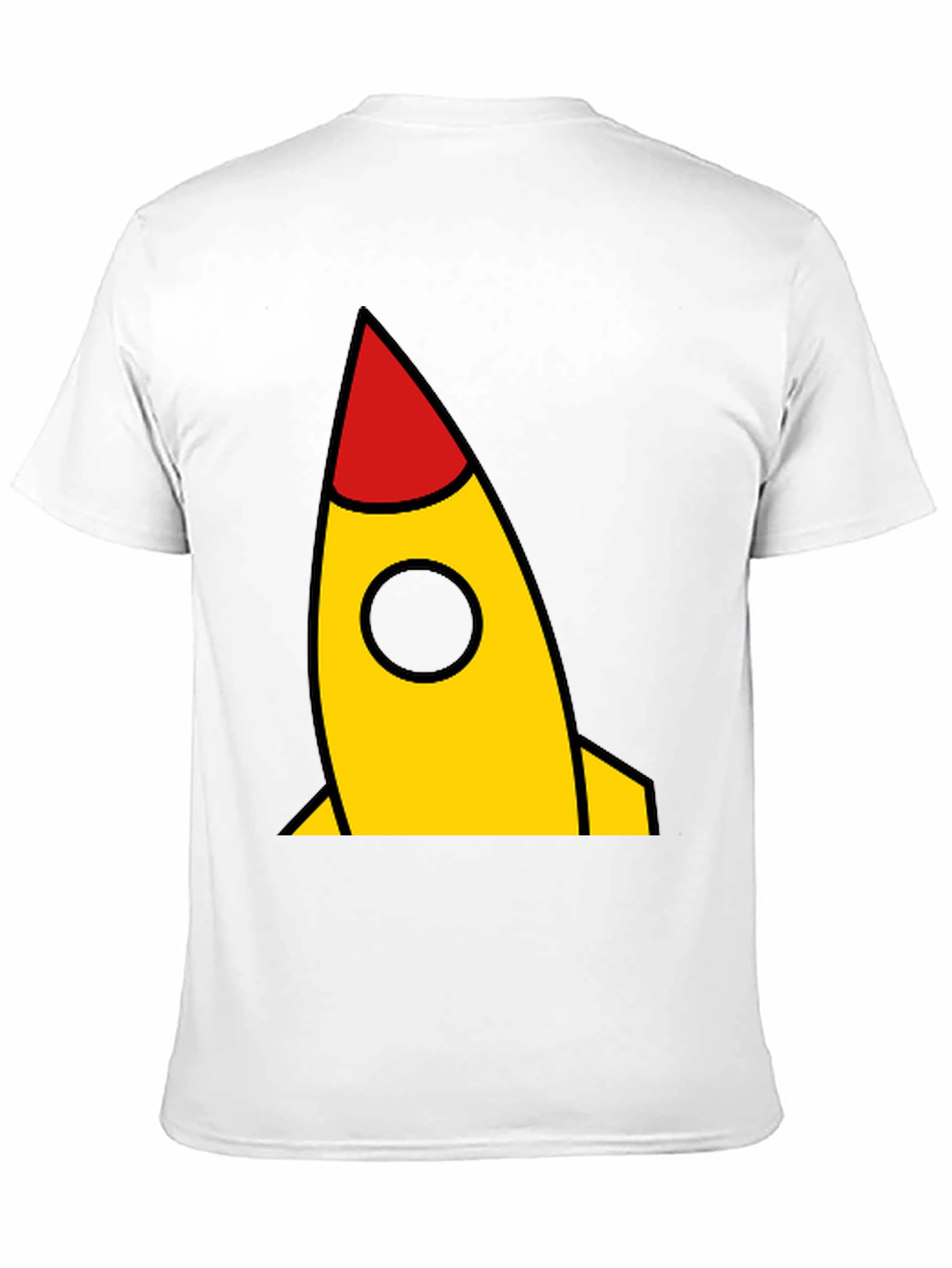 Camiseta Negra con Cohete Amarillo y Rojo