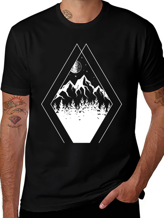 Camiseta Negra con Diseño de Montaña
