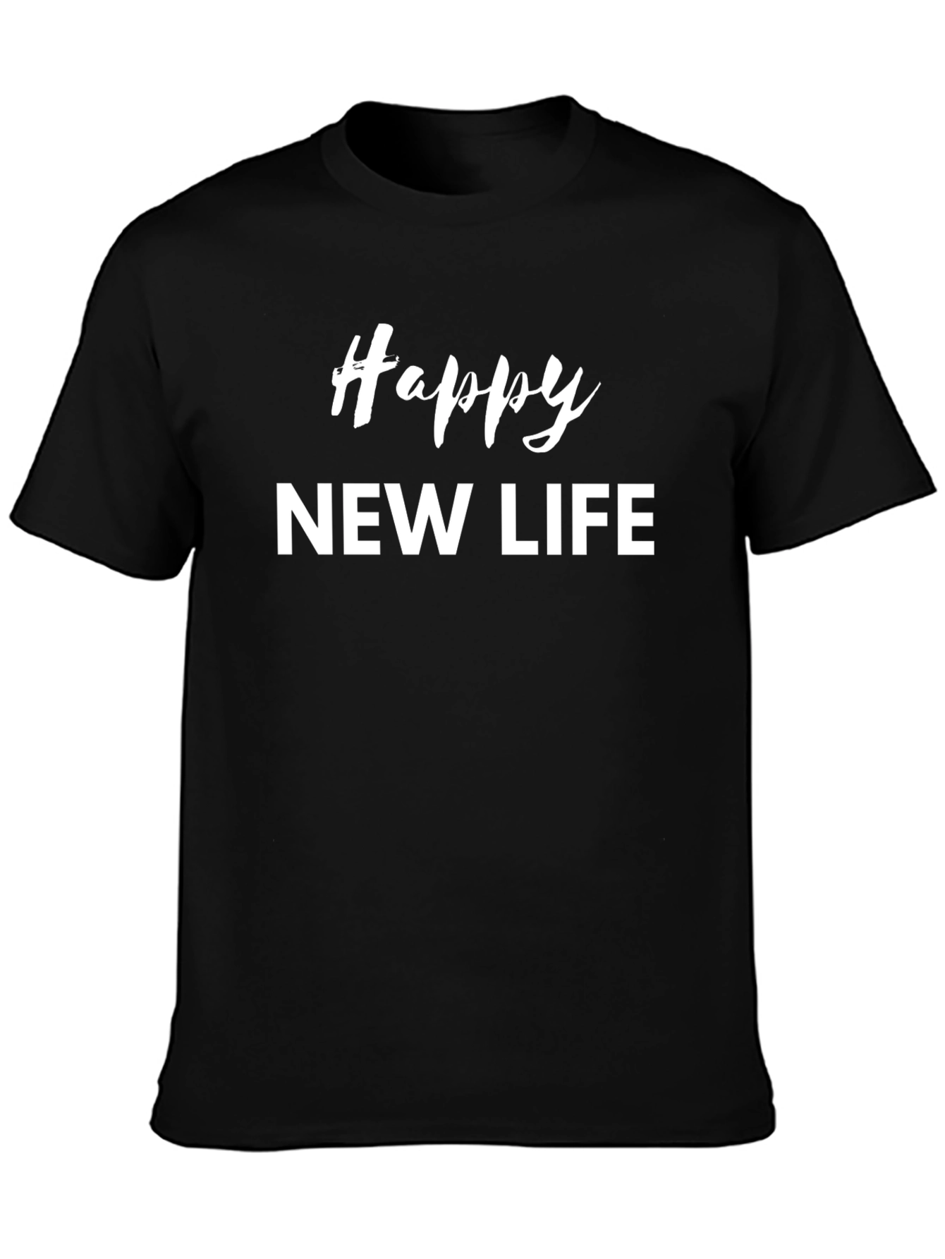 Camiseta Negra Happy New Life - Estilo Casual