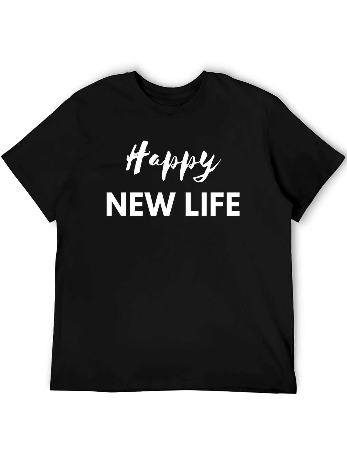 Camiseta Negra Happy New Life - Estilo Casual