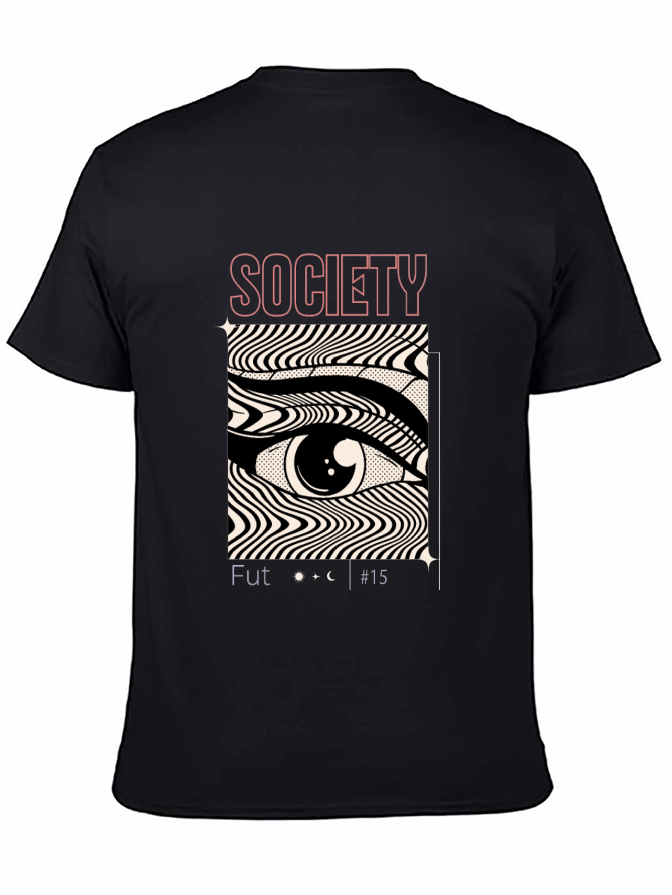 Camiseta Negra con Diseño Ojo Society Futurista