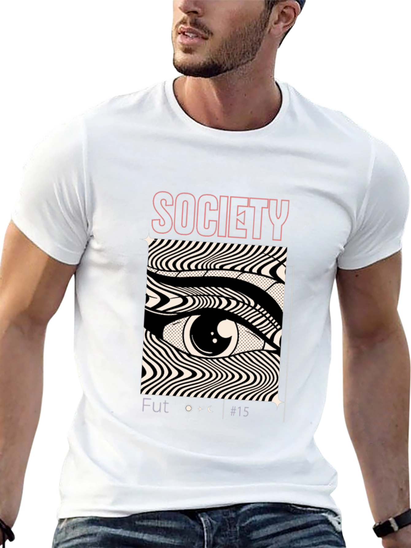 Camiseta Negra con Diseño Ojo Society Futurista