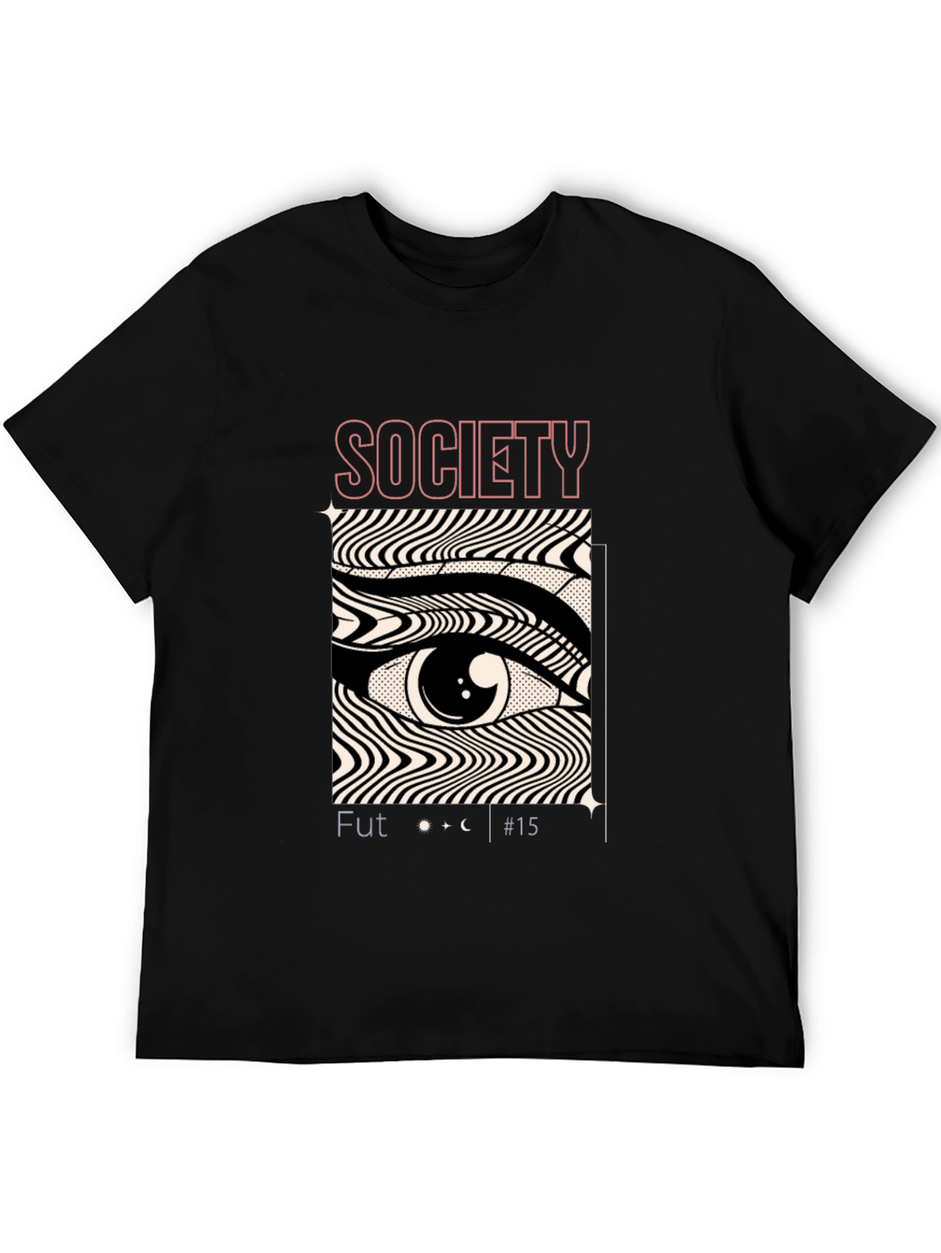 Camiseta Negra con Diseño Ojo Society Futurista