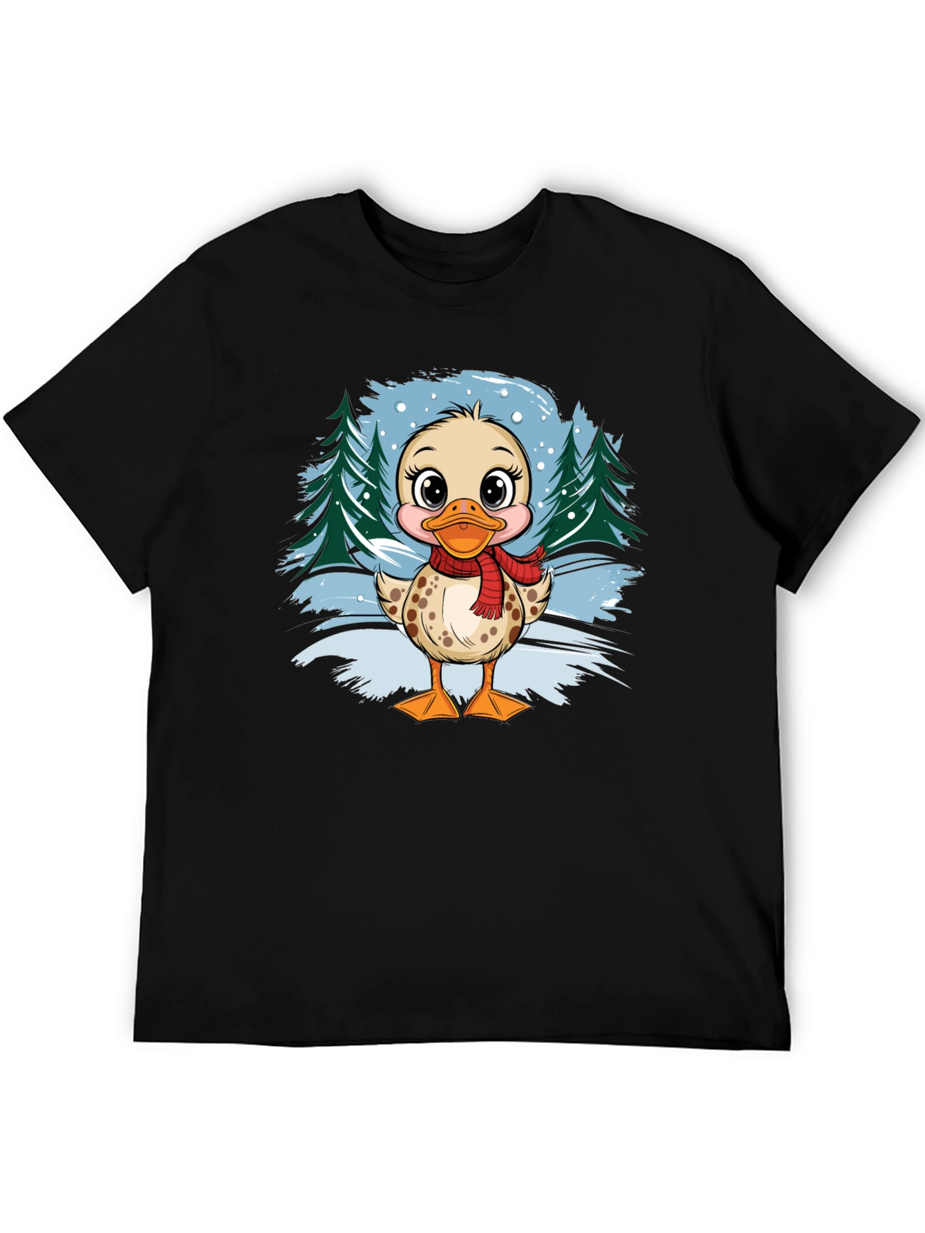 Camiseta Negra con Diseño de Pato Invernal