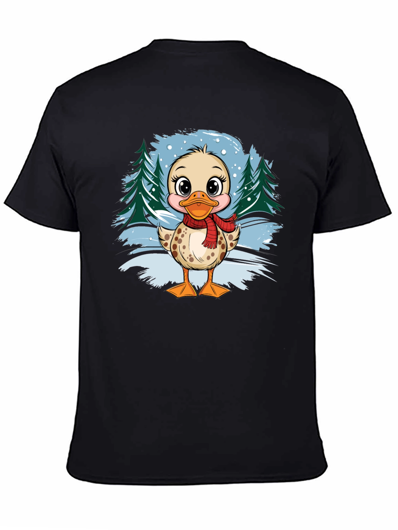 Camiseta Negra con Diseño de Pato Invernal