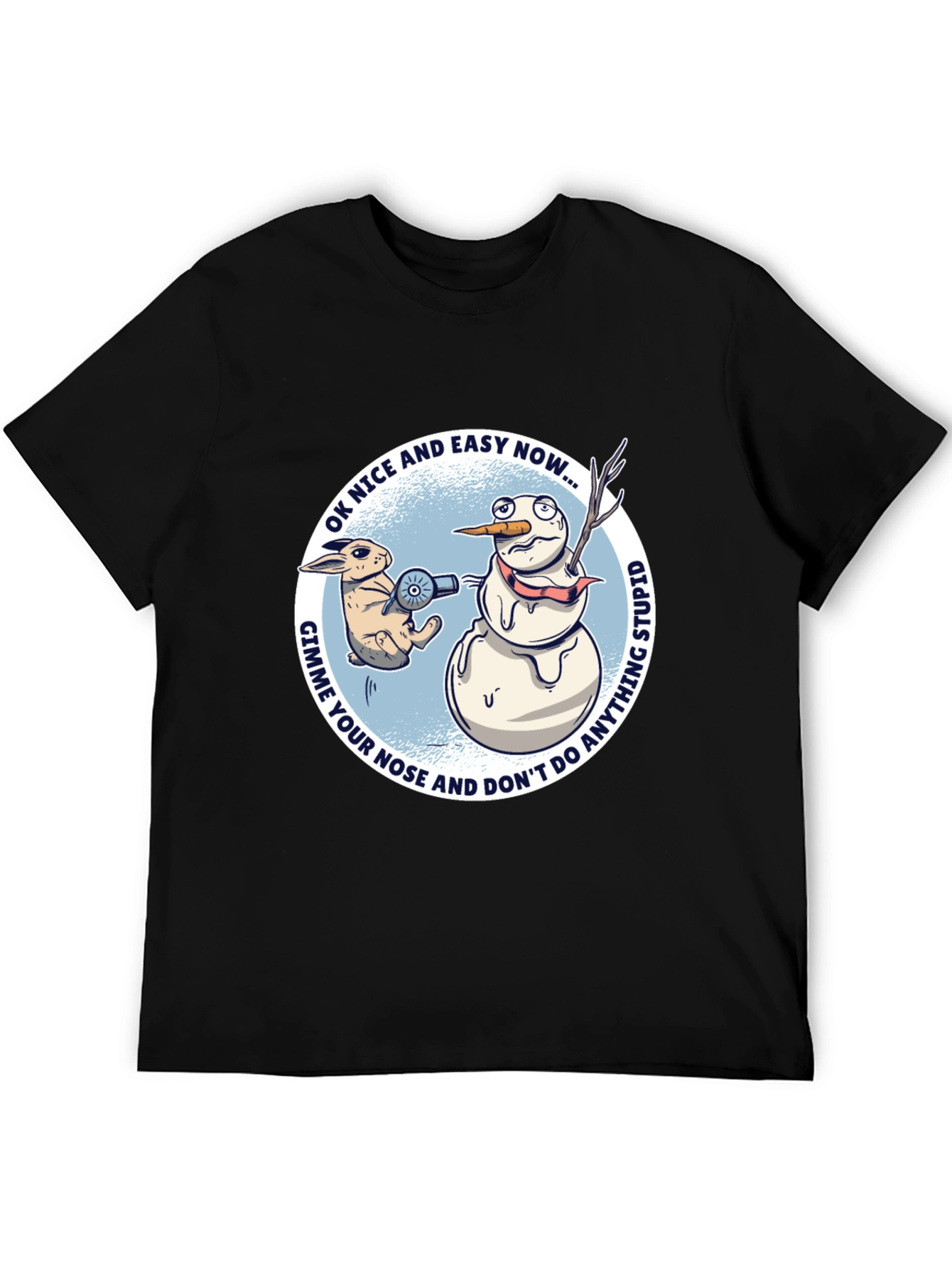 Camiseta Gráfica: Conejo vs. Muñeco de Nieve