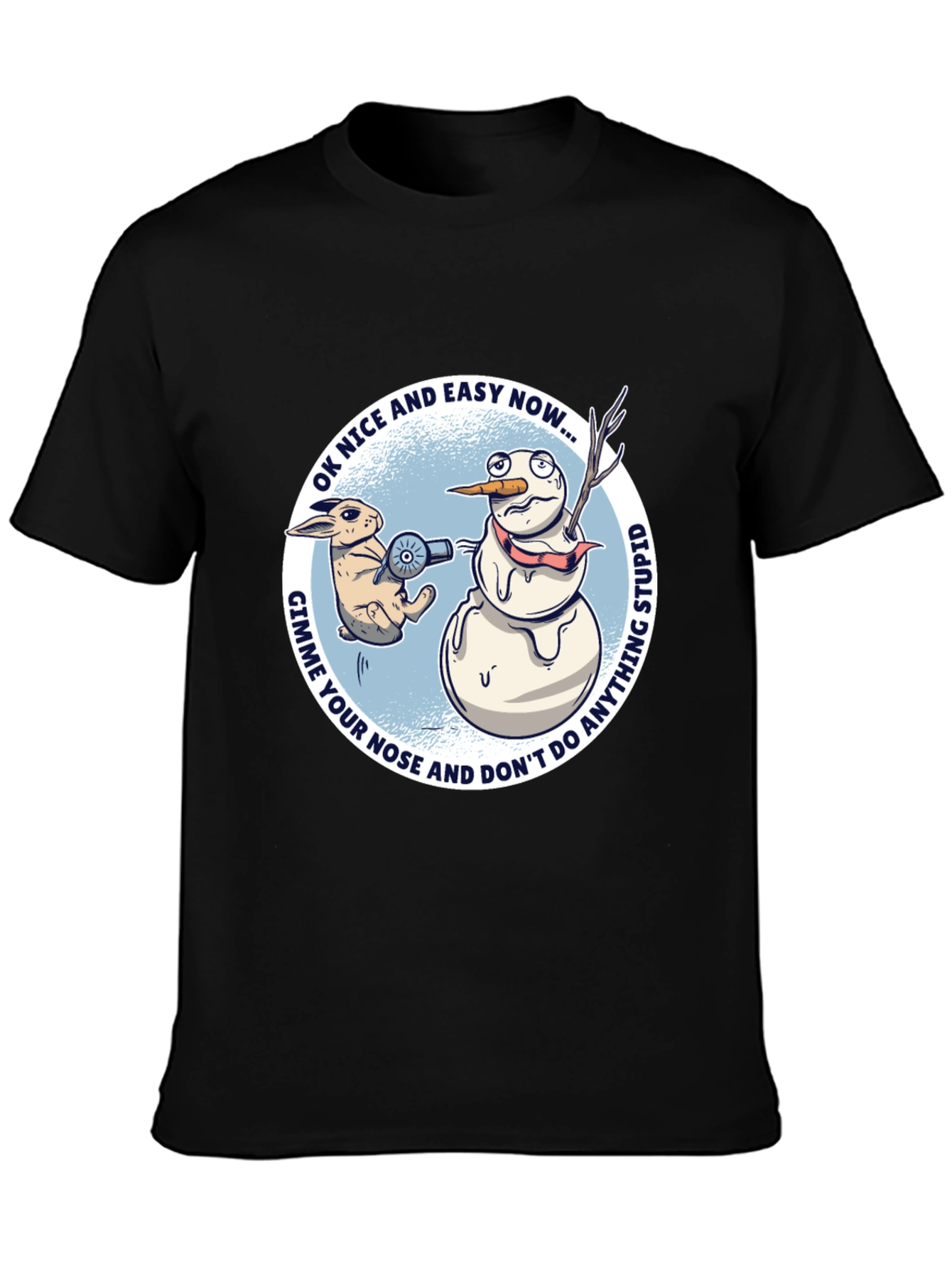 Camiseta Gráfica: Conejo vs. Muñeco de Nieve