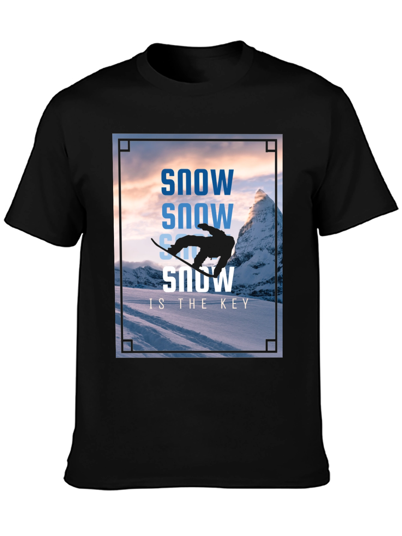 Camiseta Negra Estampada Snow Is The Key