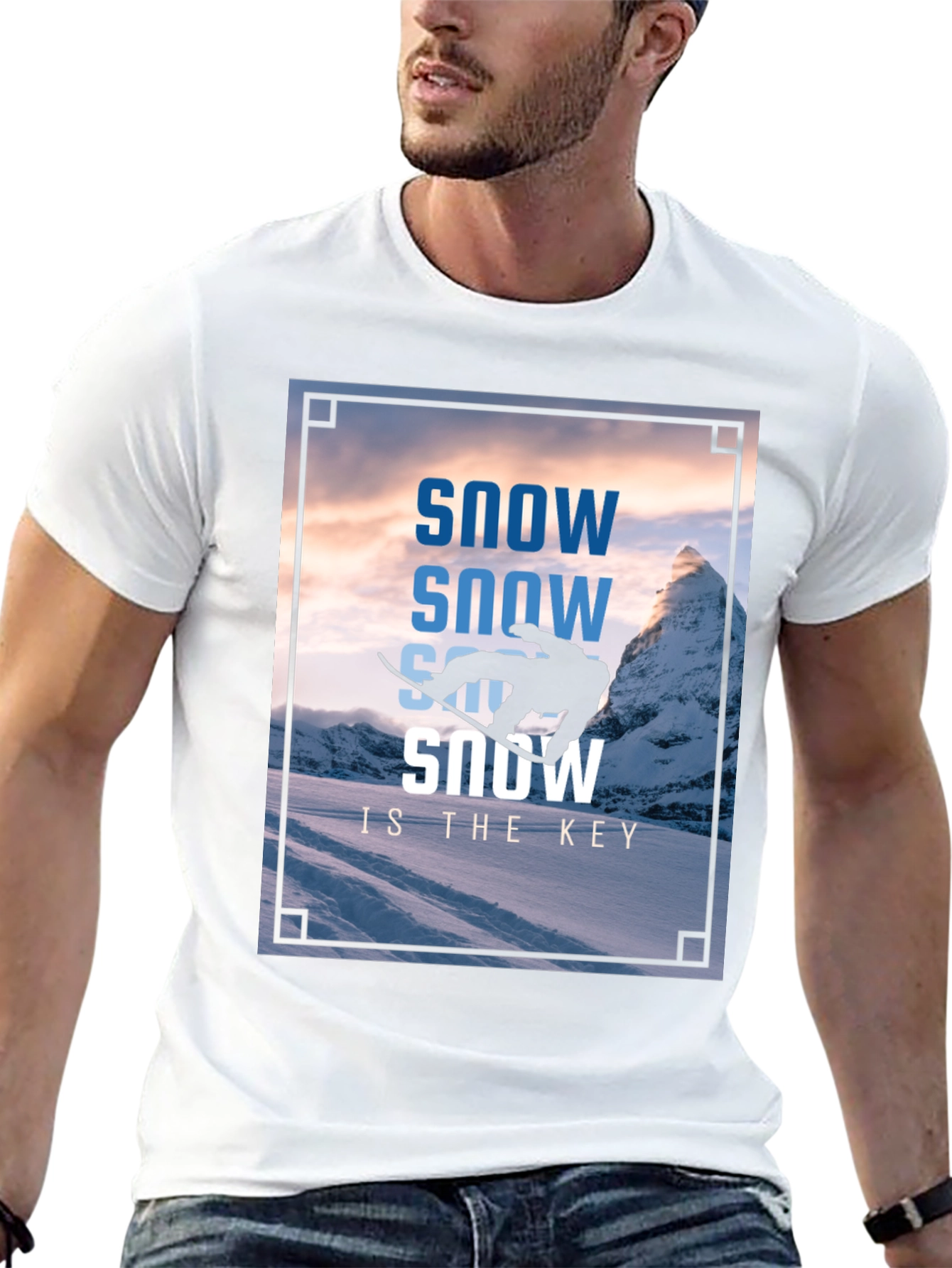 Camiseta Negra Estampada Snow Is The Key