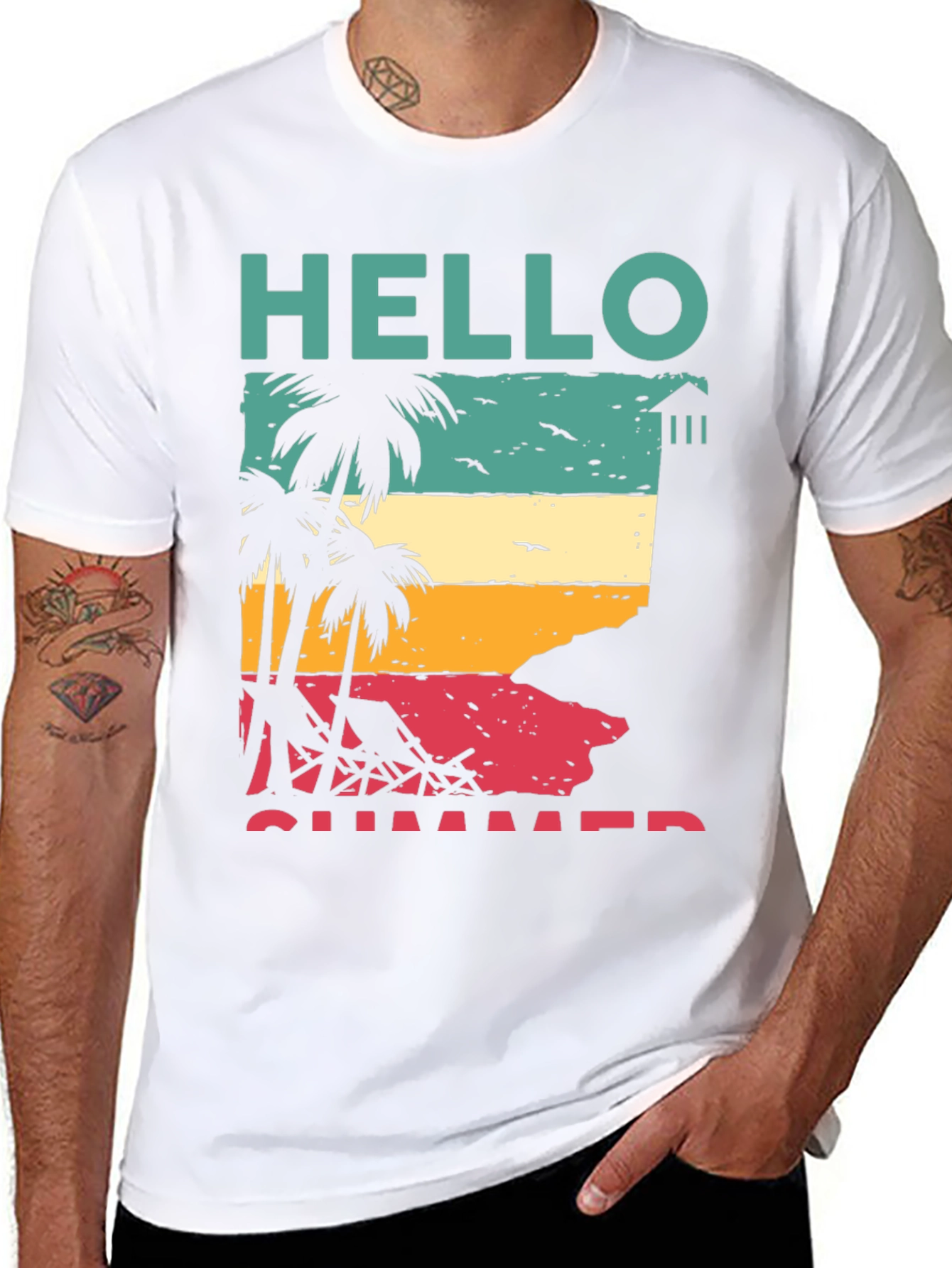 Camiseta Negra Estampada - Hello Summer